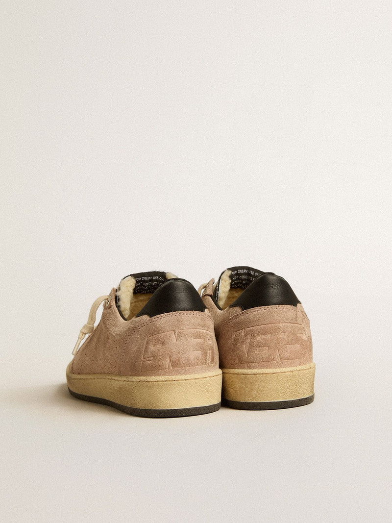 Women's Ball Star LTD in powder pink suede with Swarovski crystal tongue and shearling lining 4