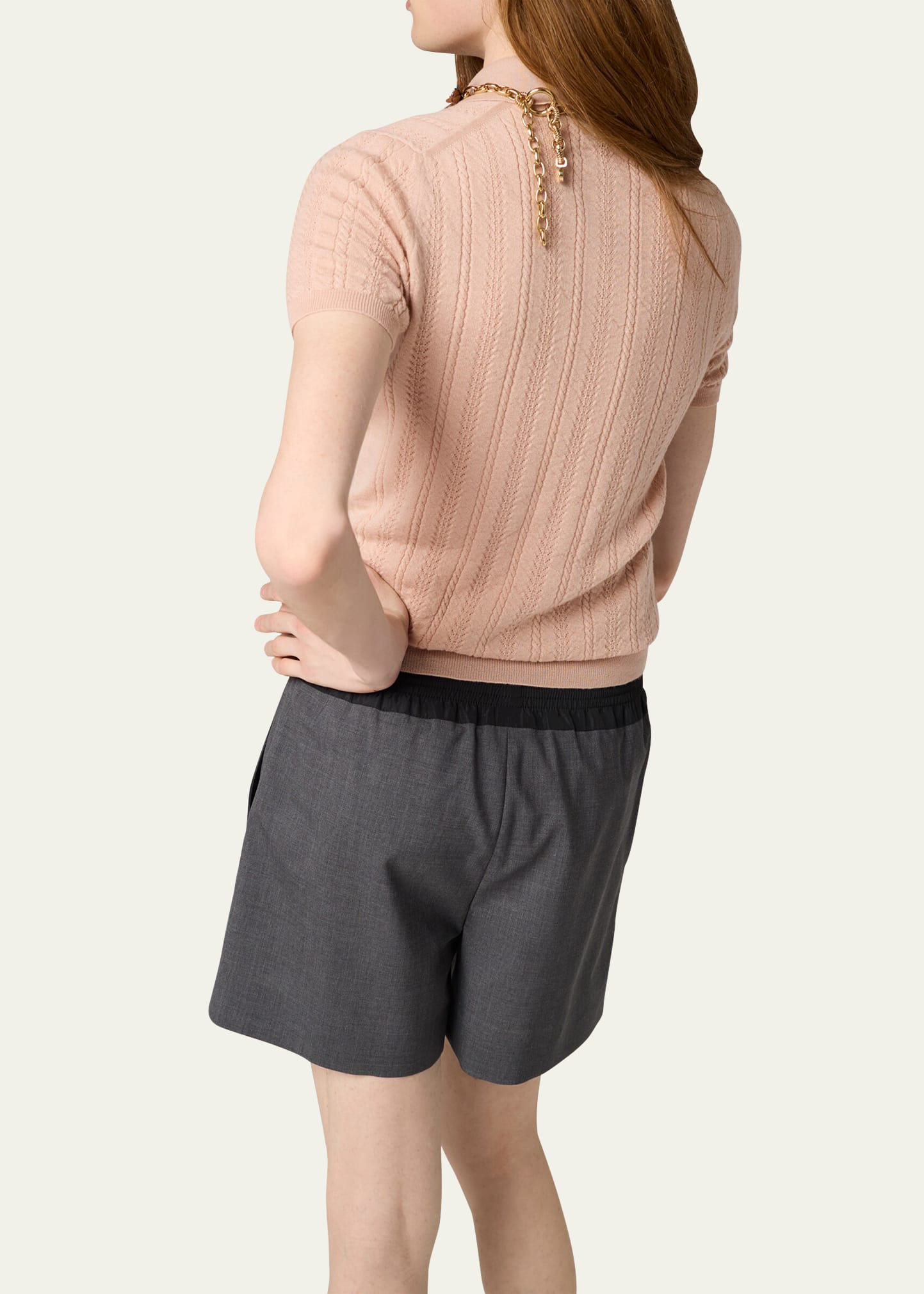 Cashmere Pointelle Cable-Knit Polo - 3