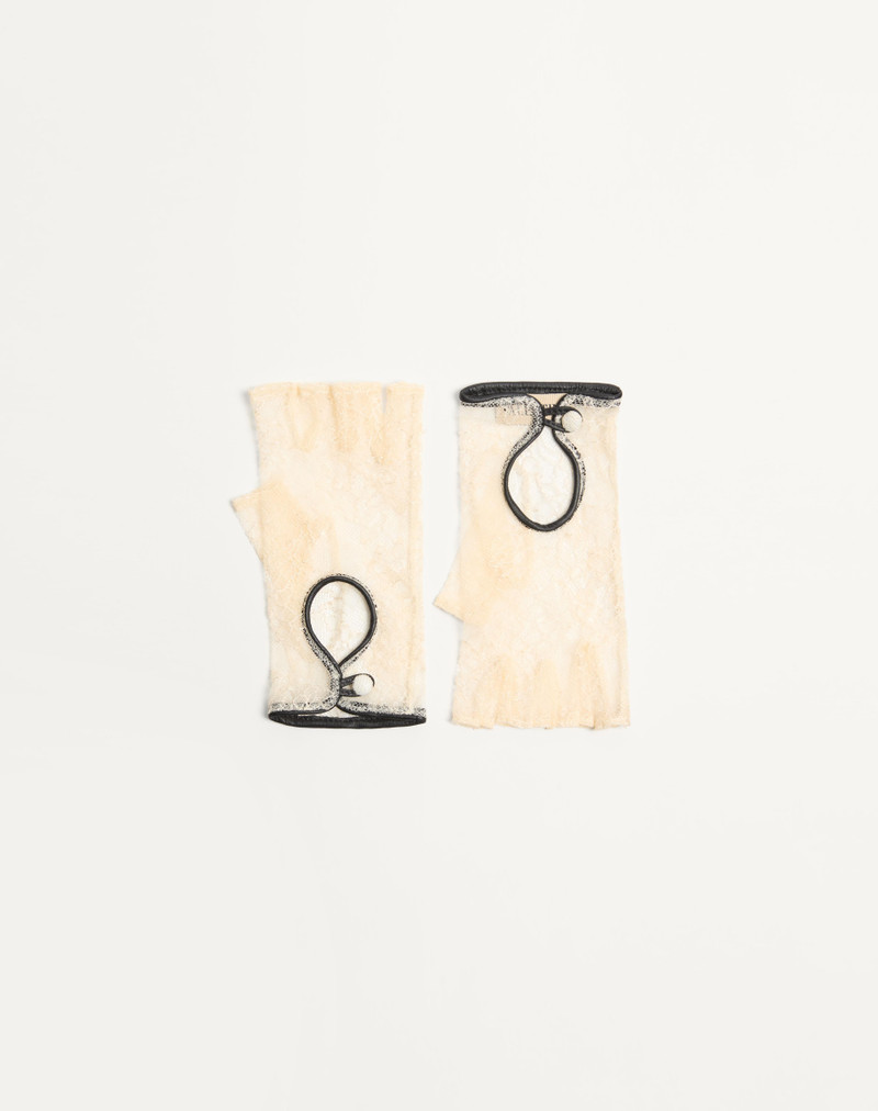 VLOGO SIGNATURE BIKER GLOVES IN LACE AND LEATHER 1