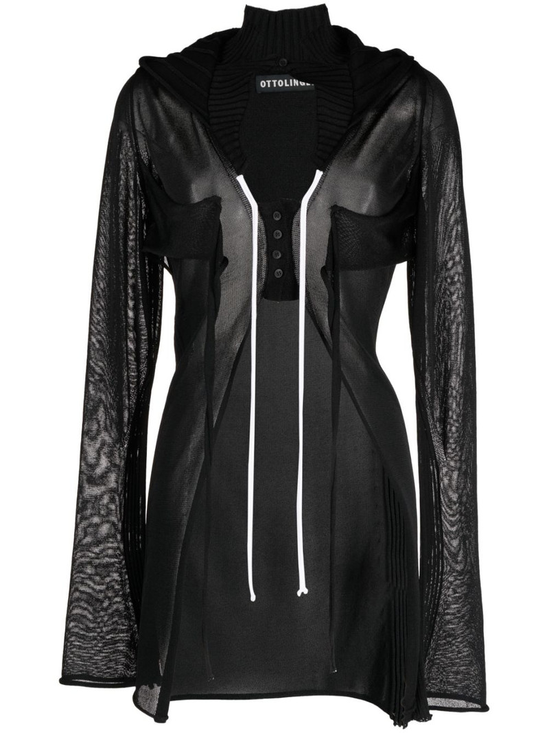cut-out knitted cardigan hoodie 1