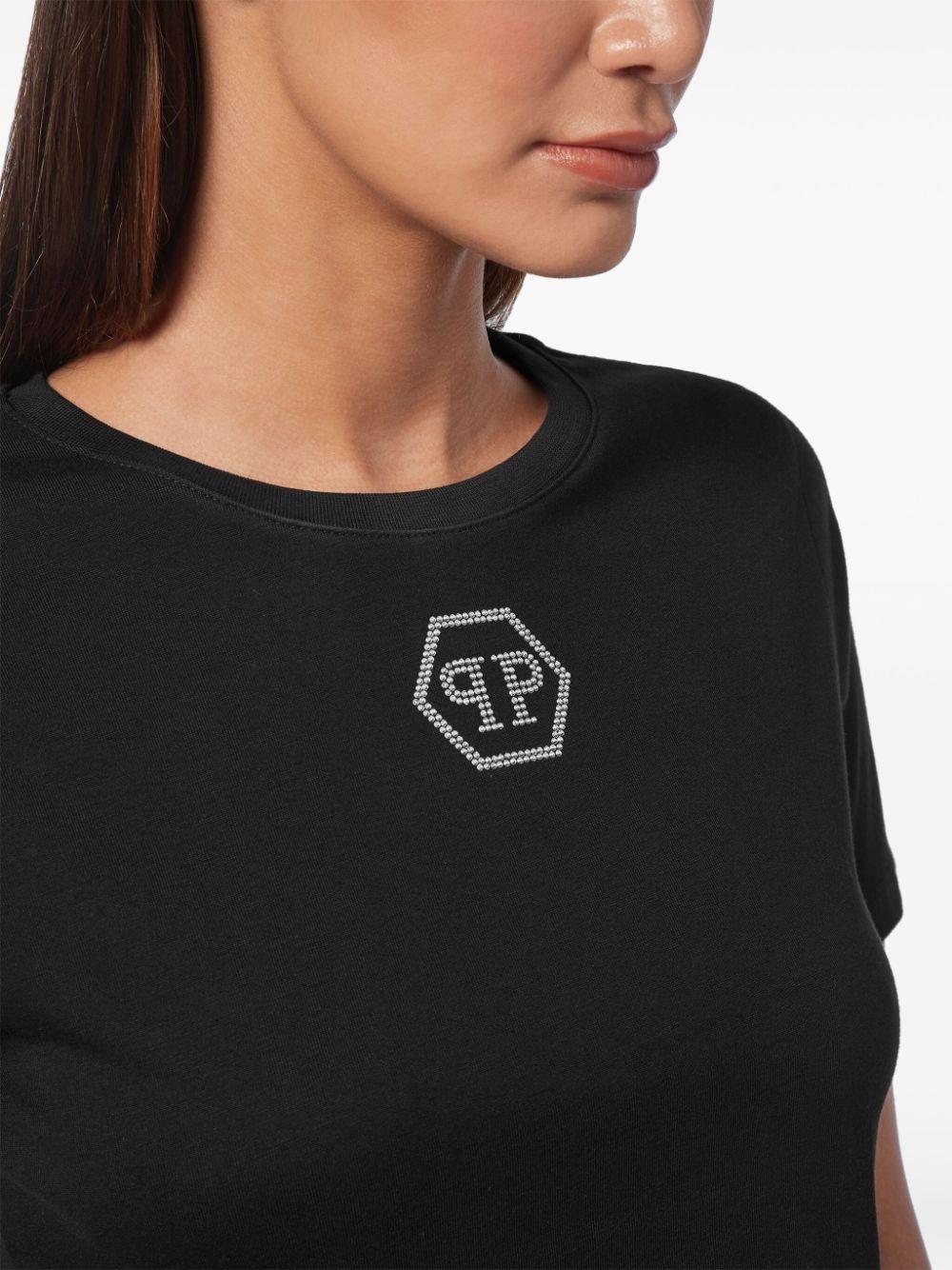 Hexagon rhinestone T-shirt - 4