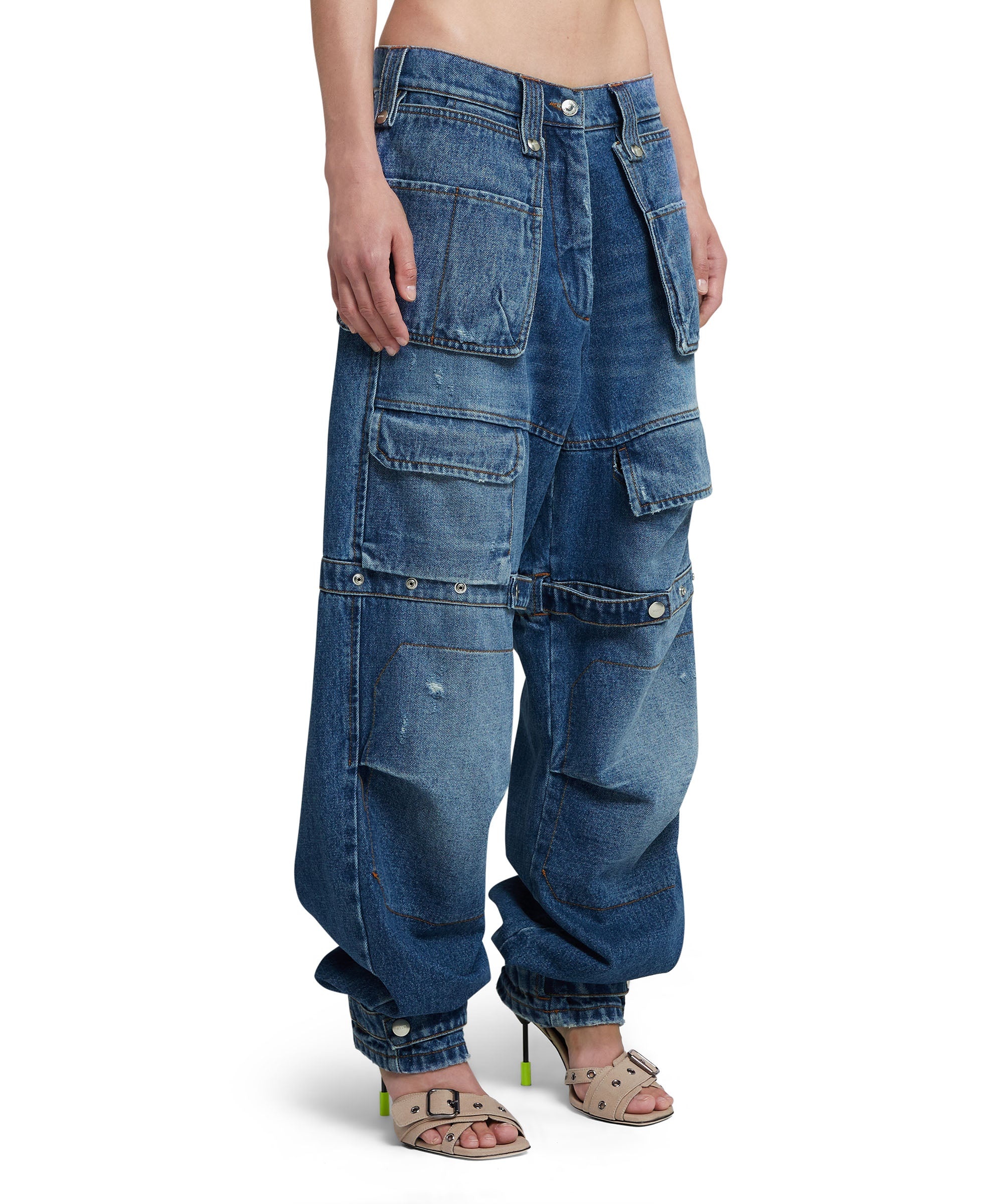 Blue denim cargo pants - 4