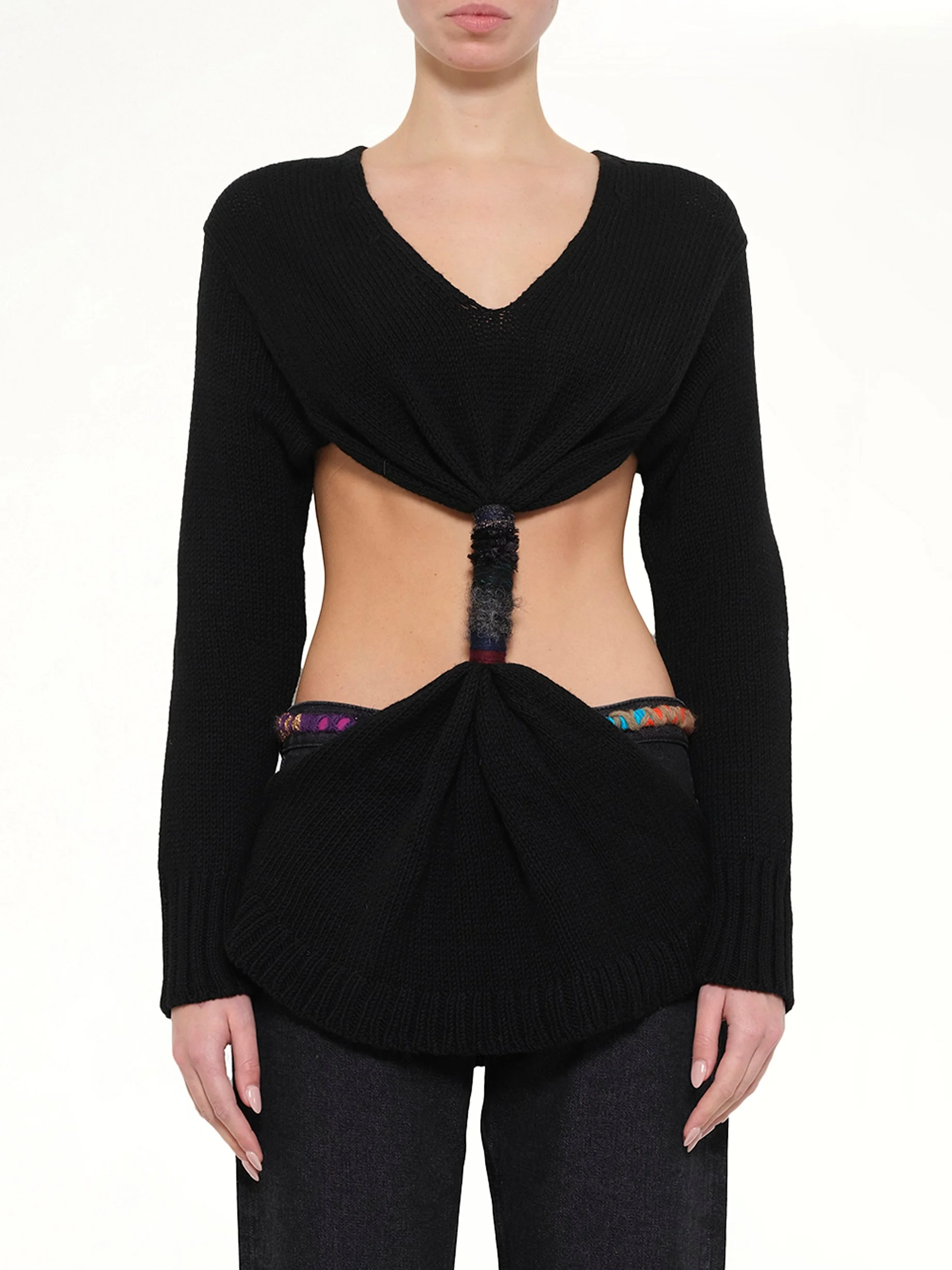 Embroidered Knot Sweatshirt in Black - 1
