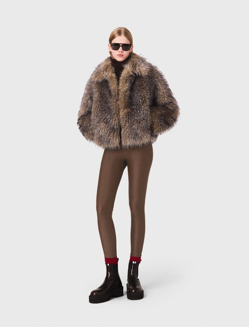 maje Short faux fur coat outlook