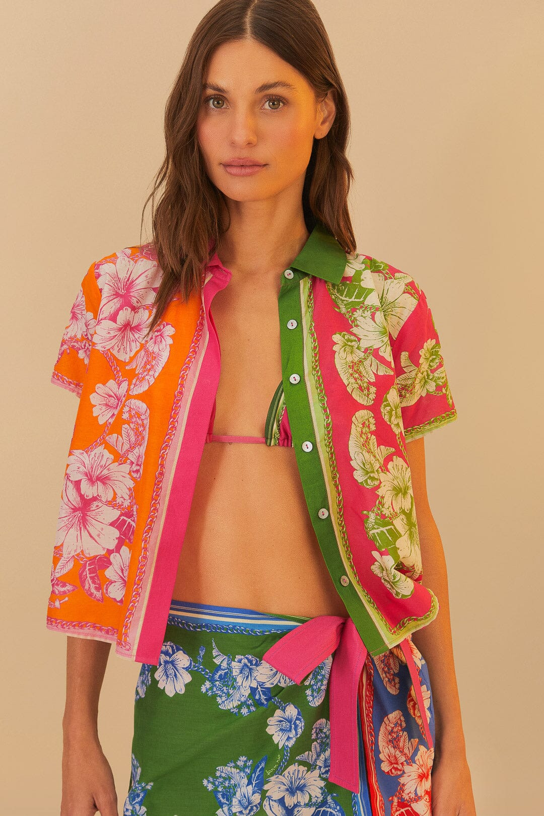 Mixed Scarves Floral Elegance Shirt - 2