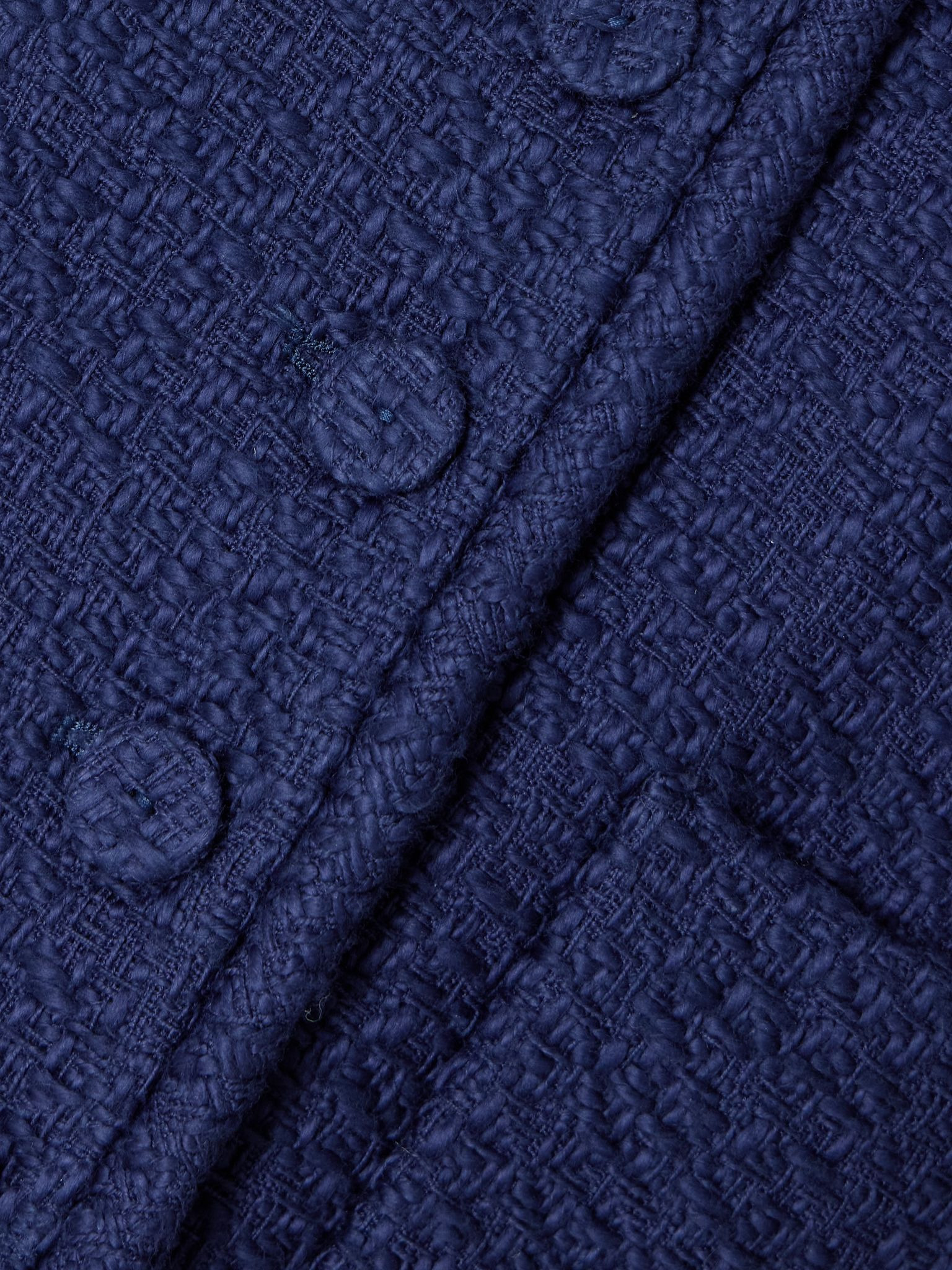 Cropped organic cotton-tweed jacket Blue - 4