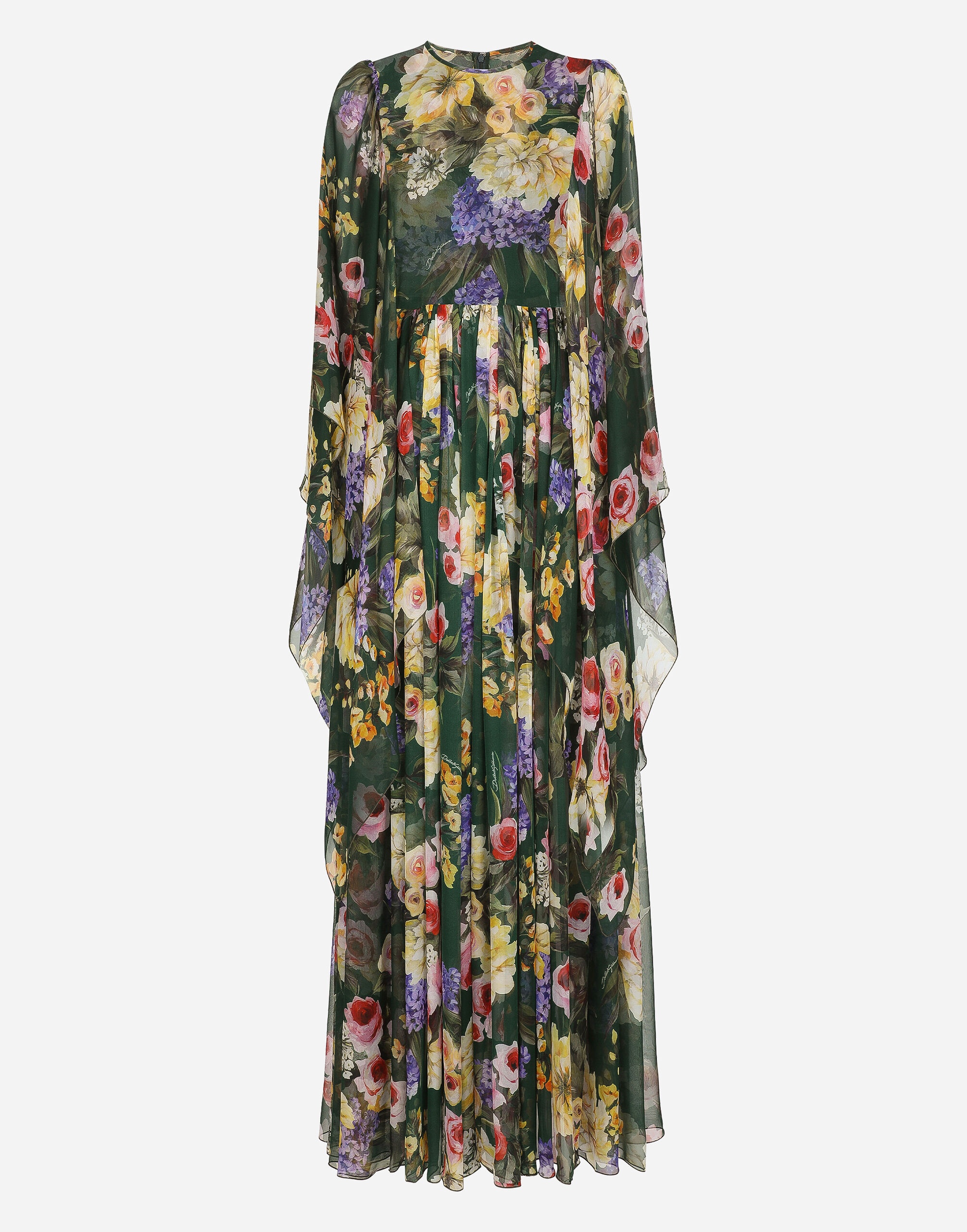 Long garden-print chiffon dress - 1