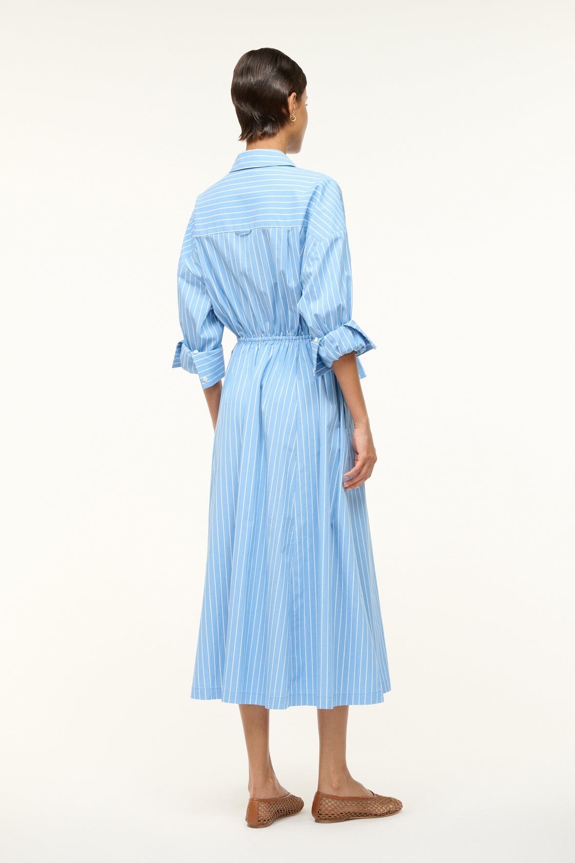 STAUD LISA DRESS AZURE PINSTRIPE - 5