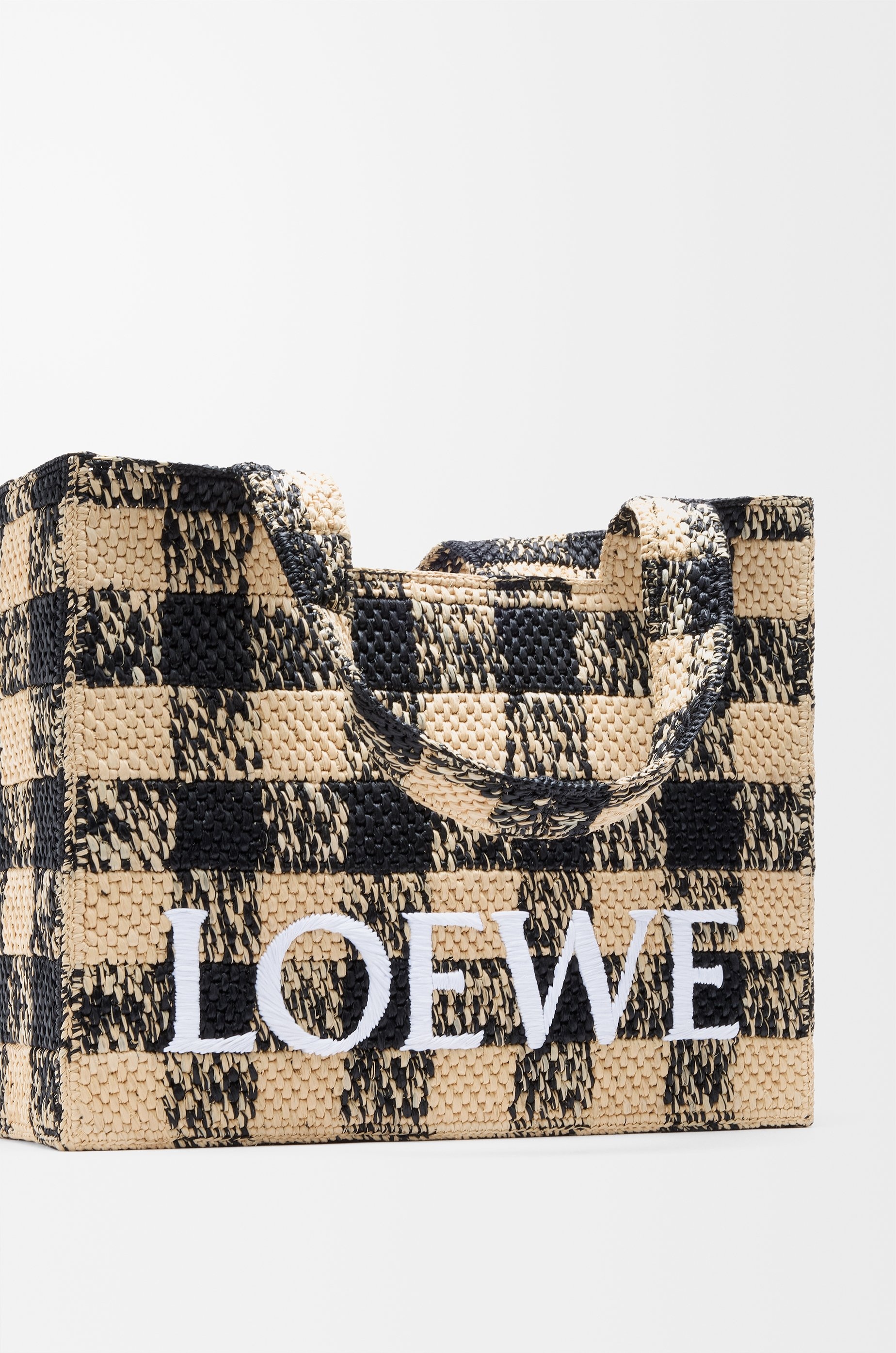 Large LOEWE Font tote in raffia - 8