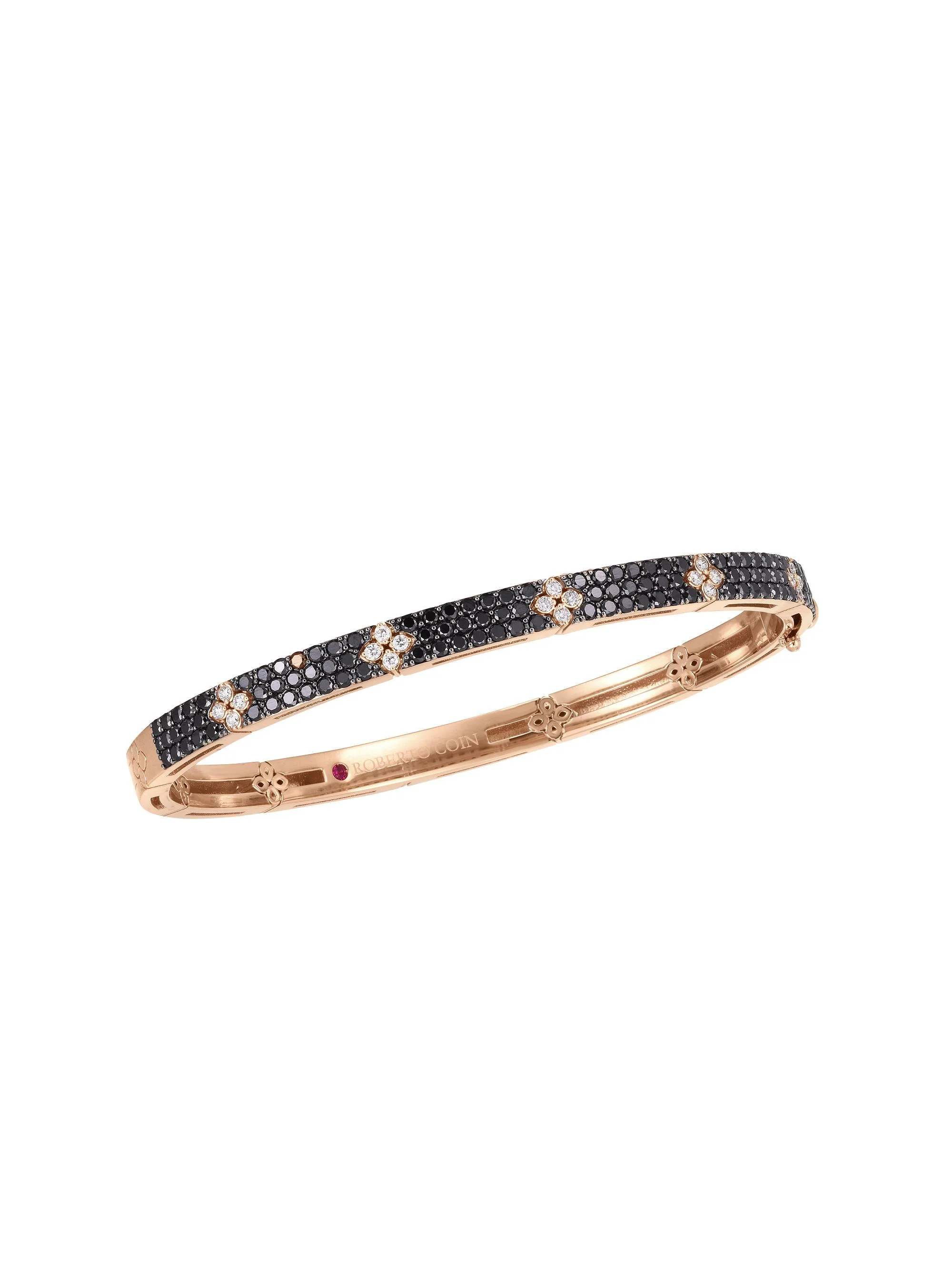 Women's Love In Verona 18K Rose Gold, Black & White Diamond Bangle Bracelet - Rose Gold - 1