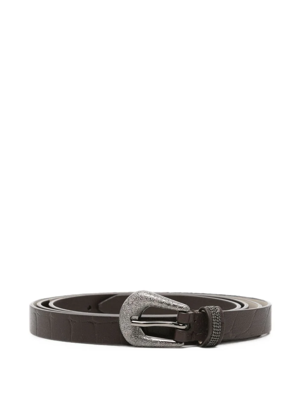 croc-effect monili-embellished belt - 1