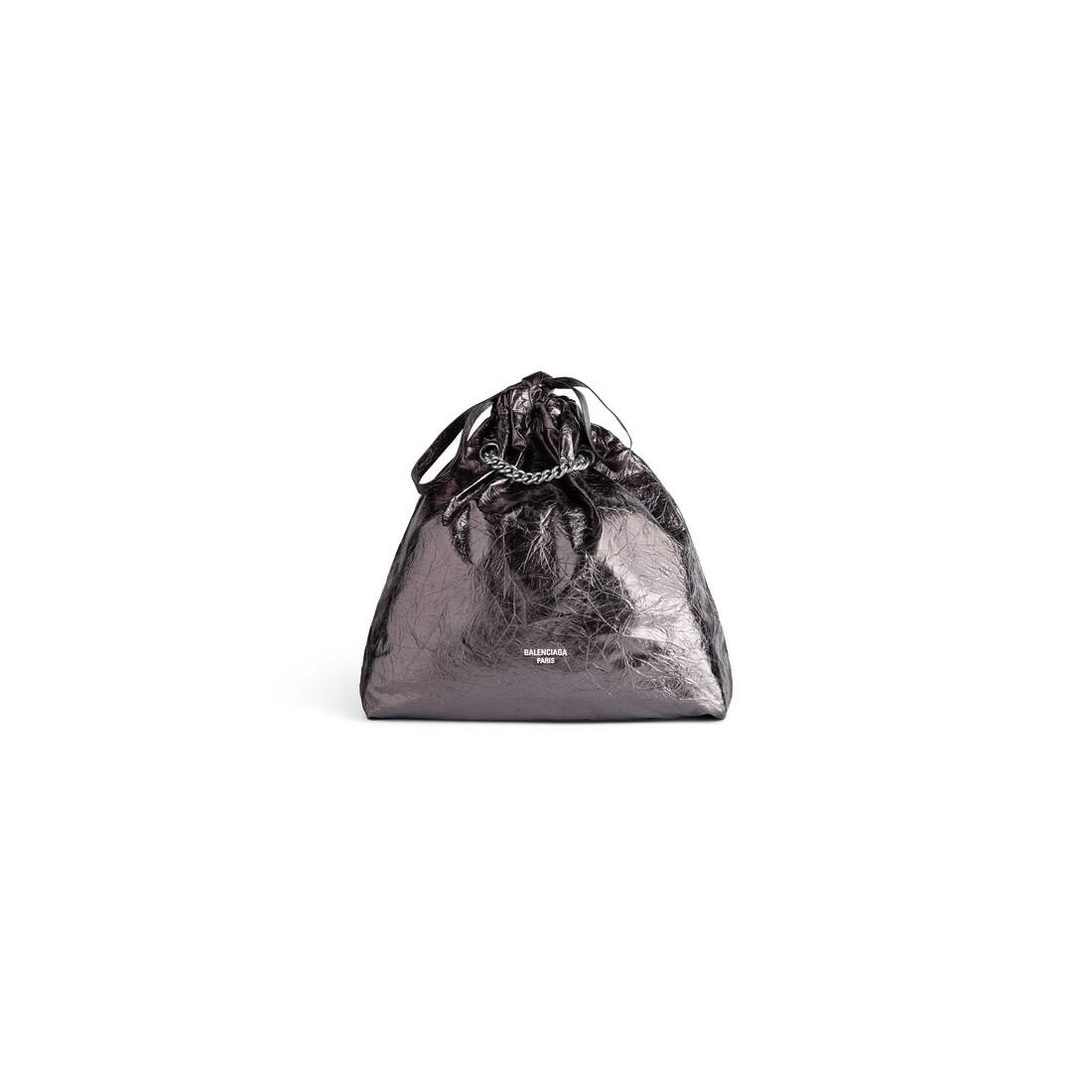 Women's Crush Medium Tote Bag Metallized in Grey - 5