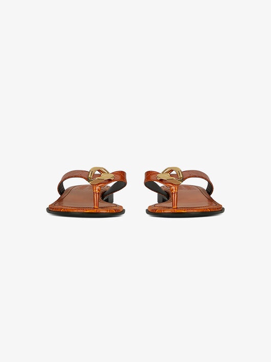 G CHAIN BUCKLE SANDALS IN CROCODILE EFFECT LEATHER - 2