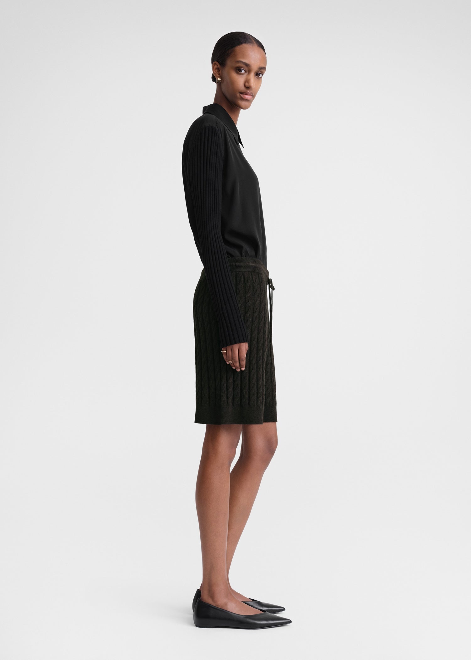 Cable knit shorts espresso - 3