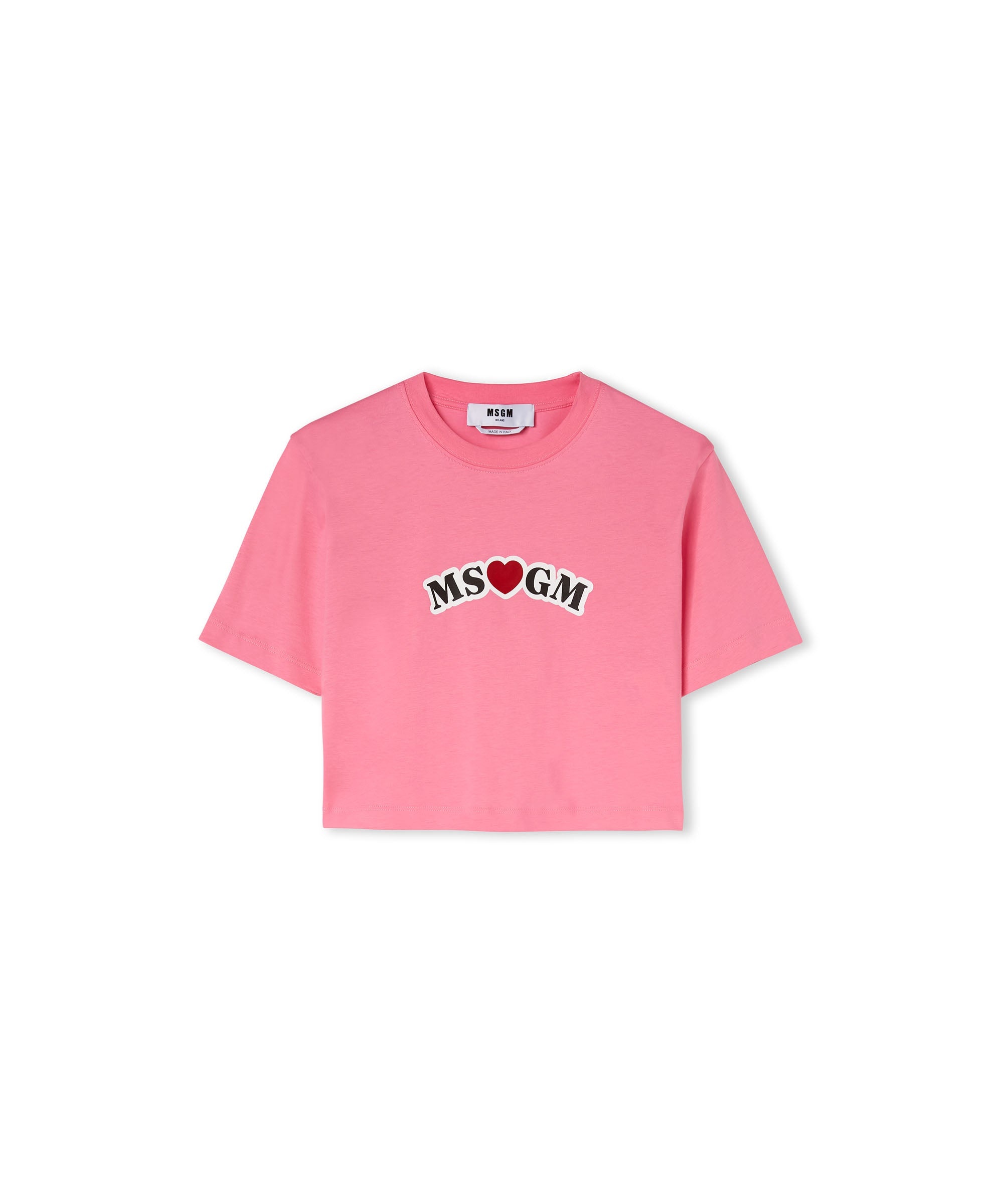 Tシャツ・カットソー MSGM COTTON CROPPED TOP MSGM - Black Cotton Cropped T-Shirt | Childrensalon Outlet