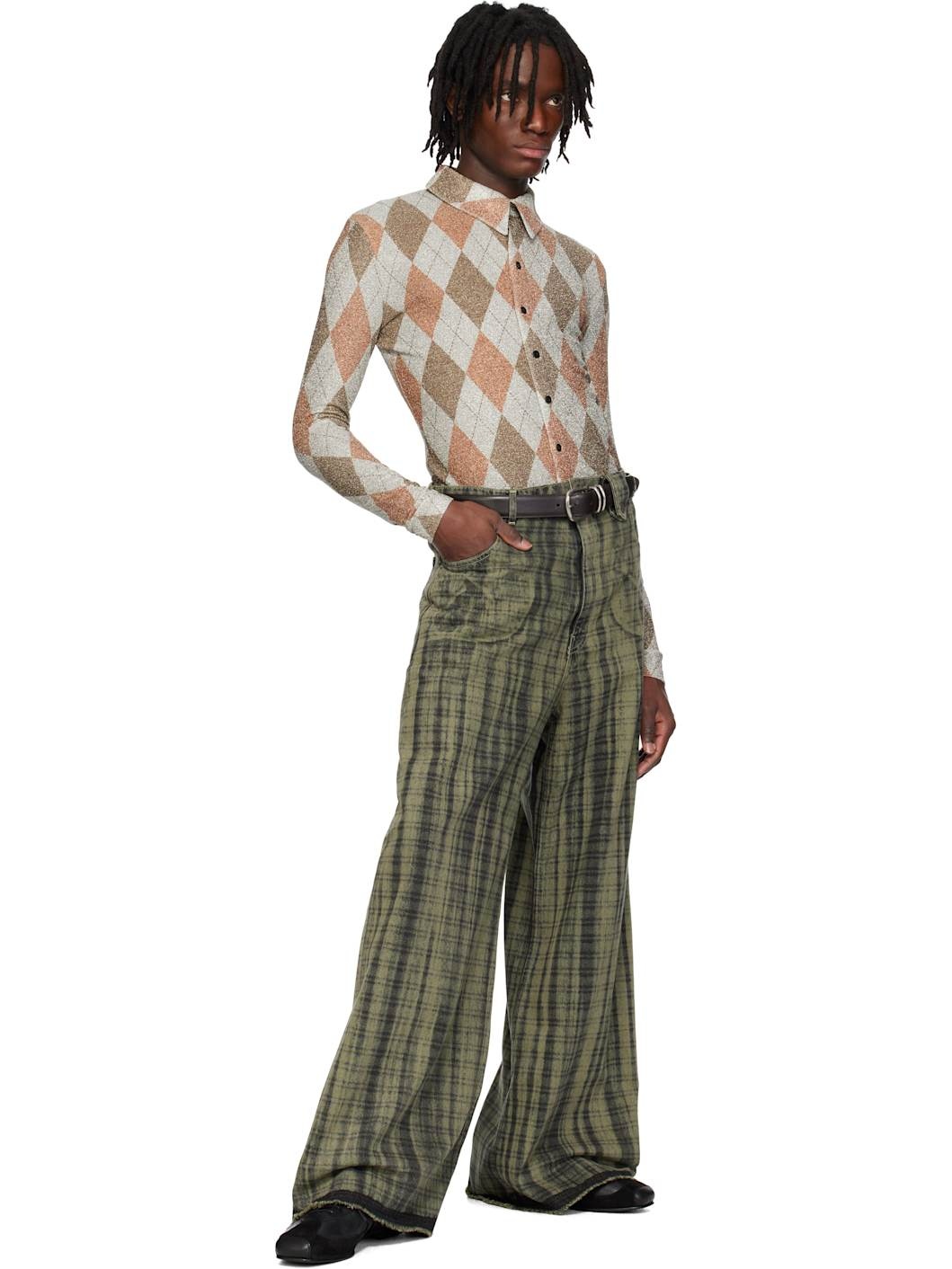 Gray & Brown Harry Print Fitted Shirt - 5