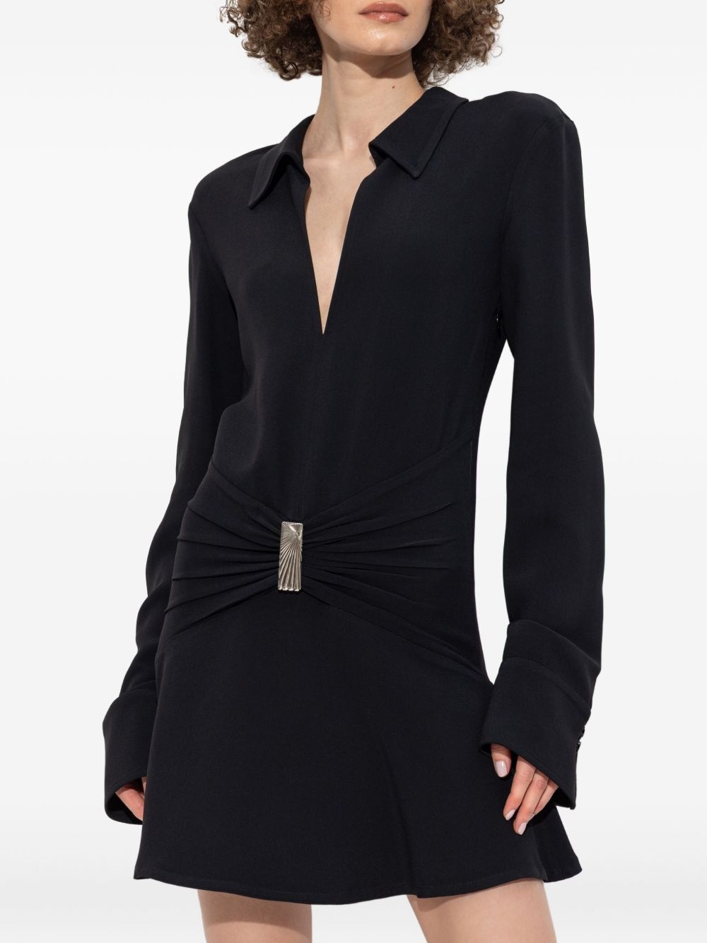 gathered-detail collared dress - 3