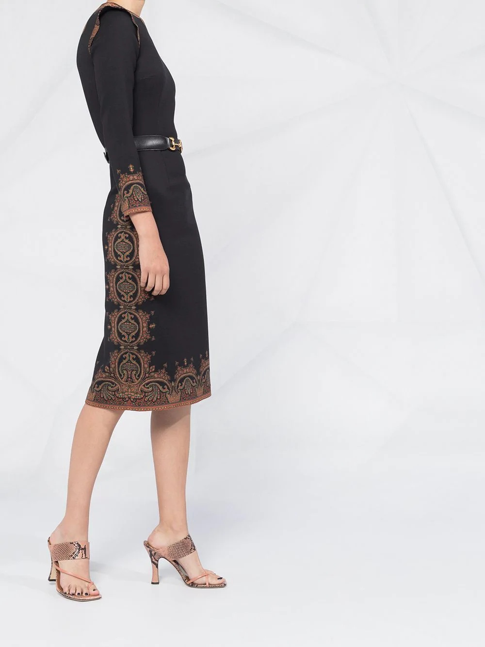 paisley trim dress - 4