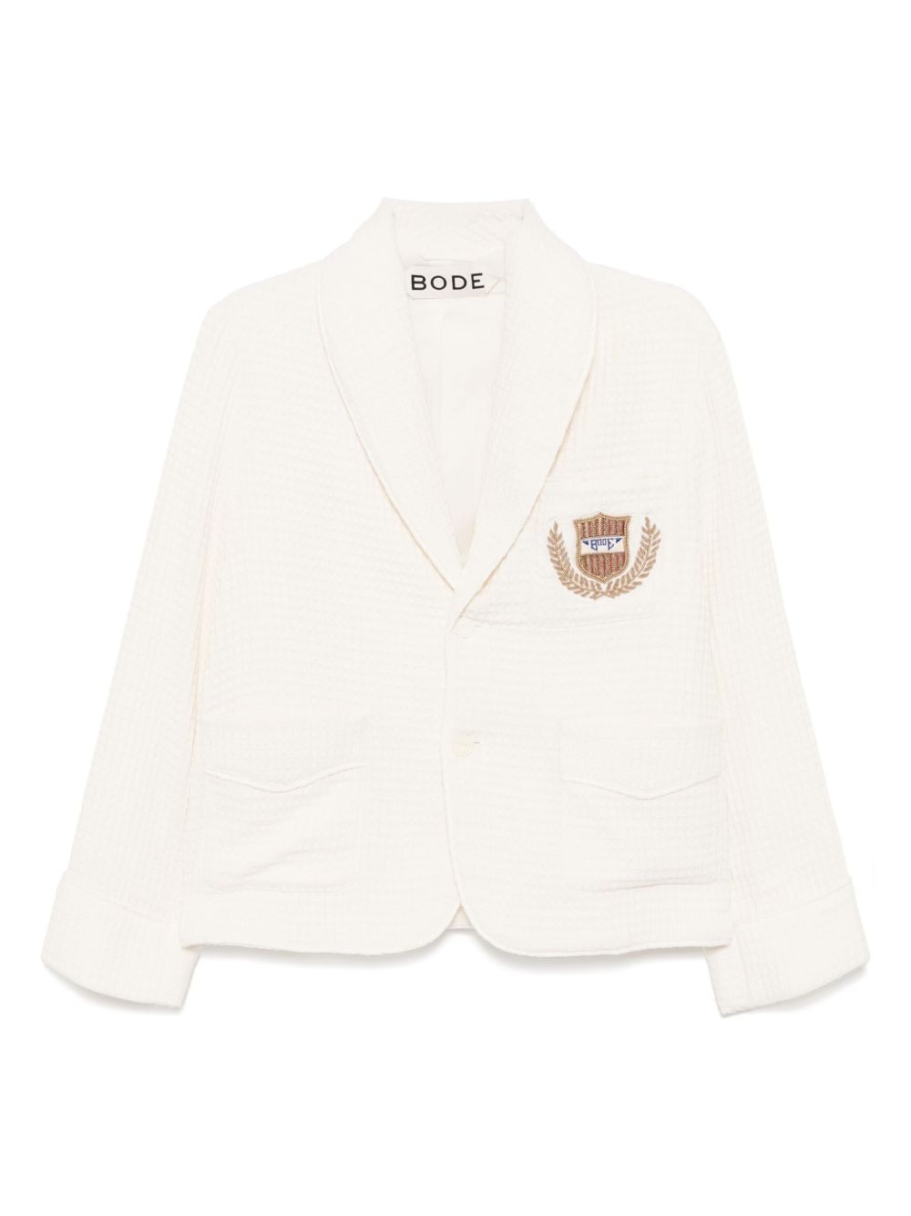 embroidered logo-appliqué blazer - 1