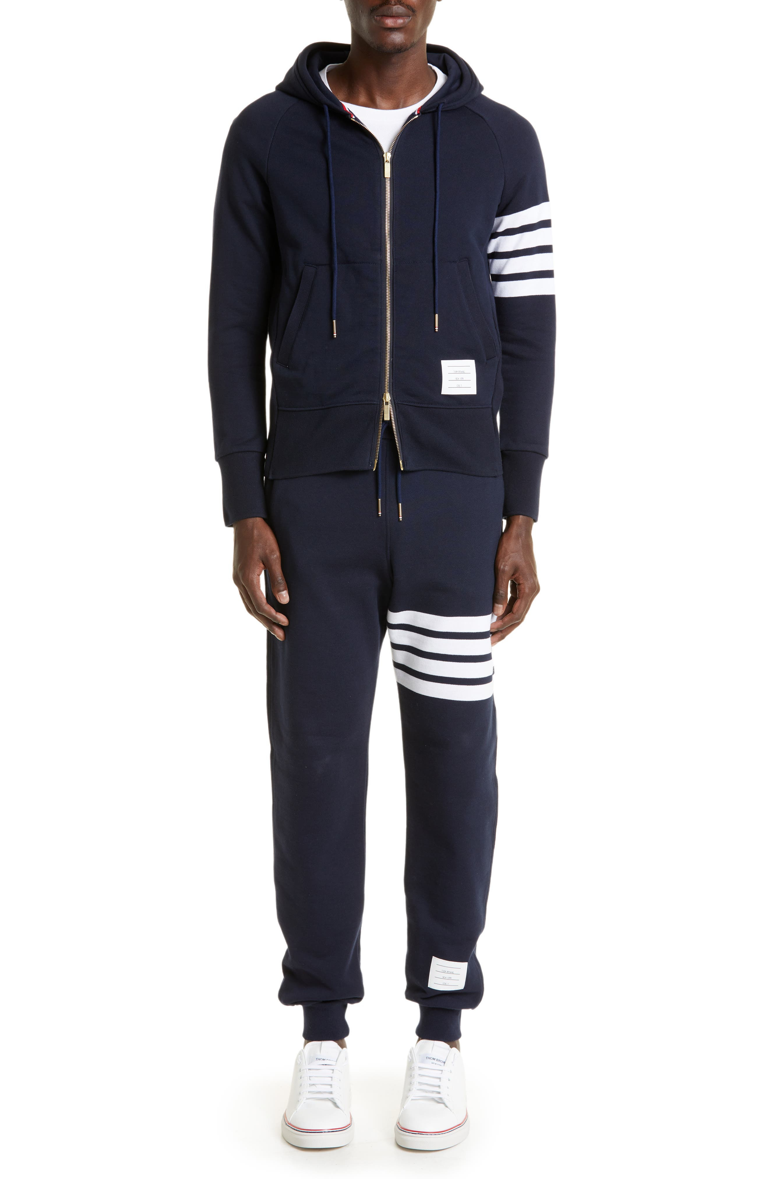 Classic 4-Bar Zip Cotton Hoodie - 2