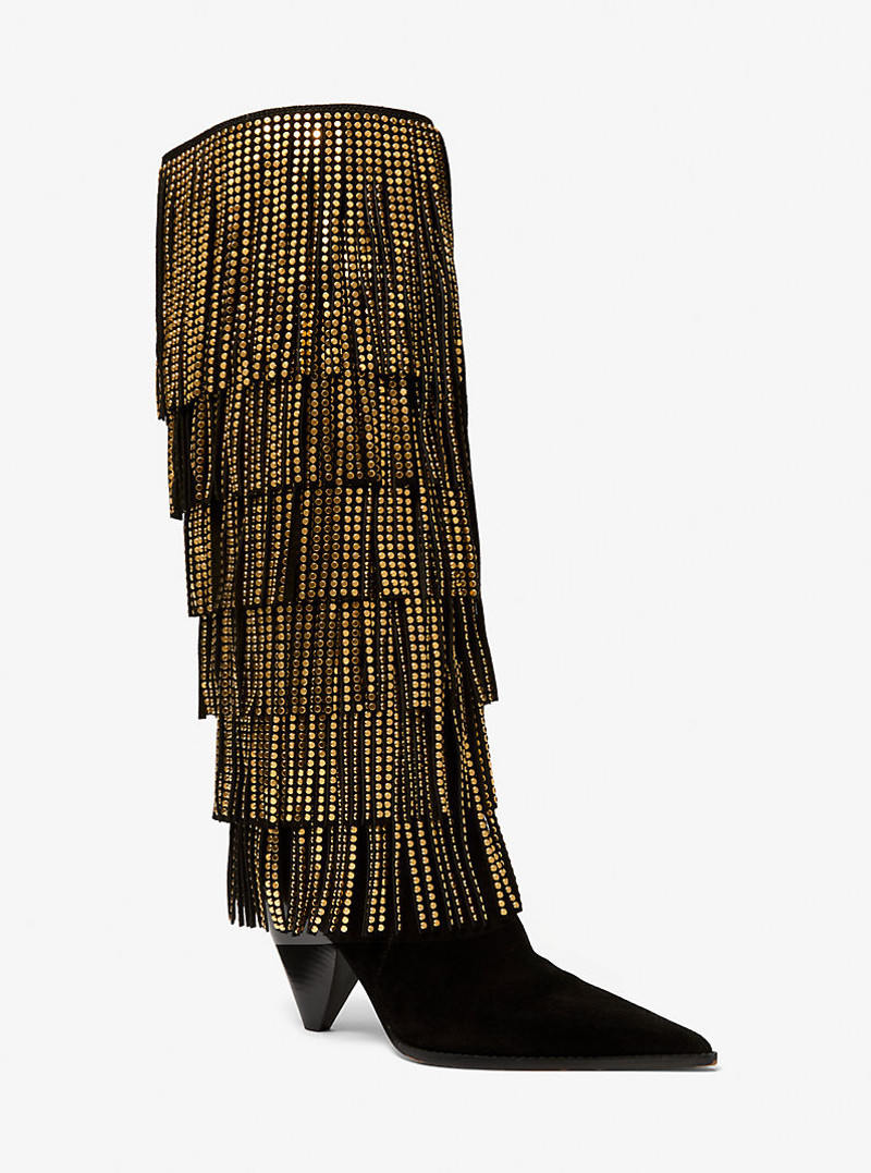 Jayla Embellished Suede Fringed Boot 1