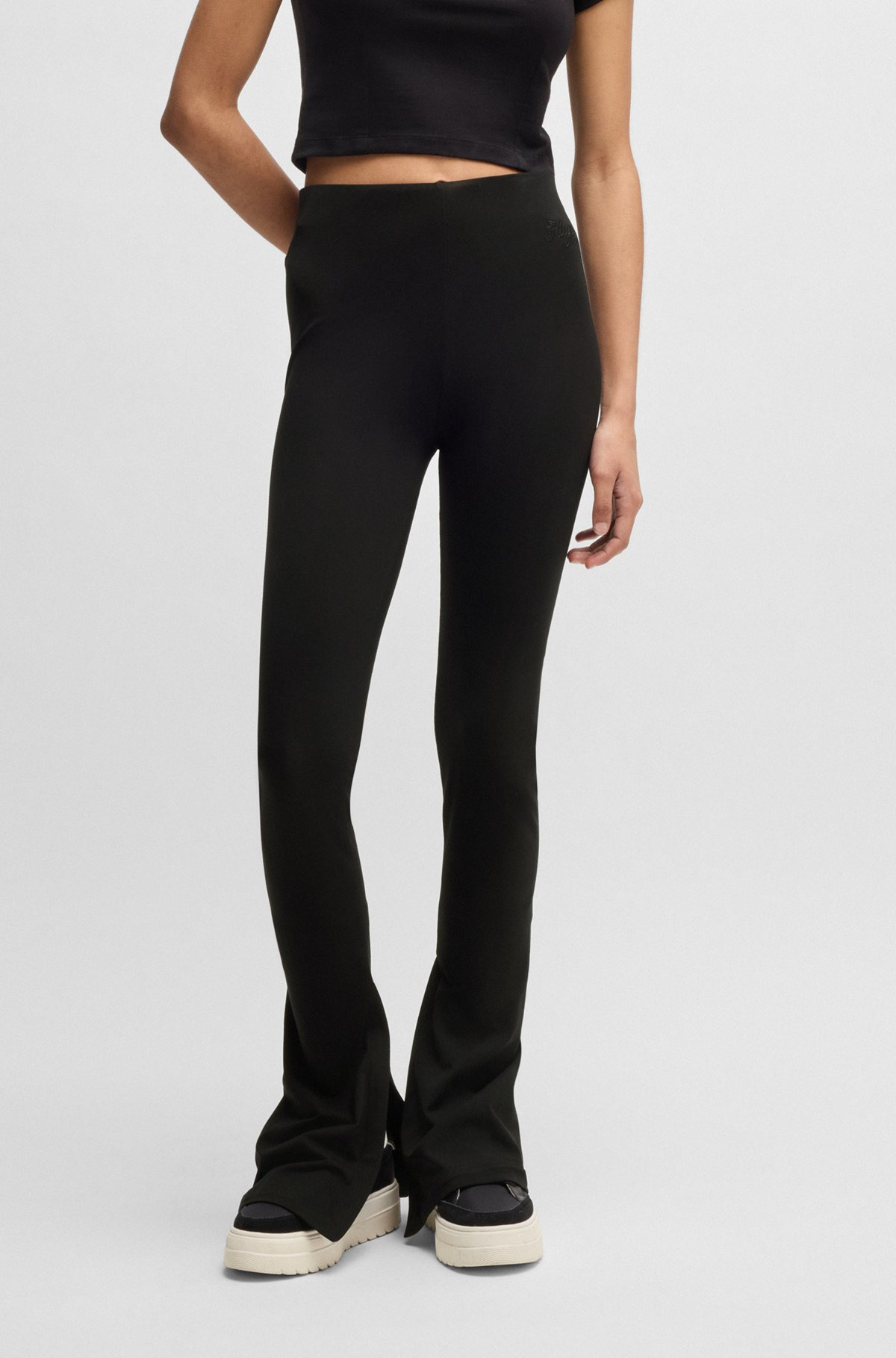 FLARED-LEG TROUSERS IN STRETCH COTTON - 2