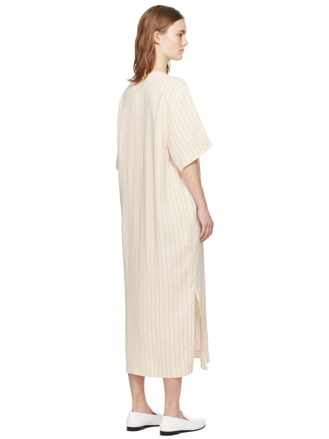 Beige Loose Tunic Midi Dress - 3