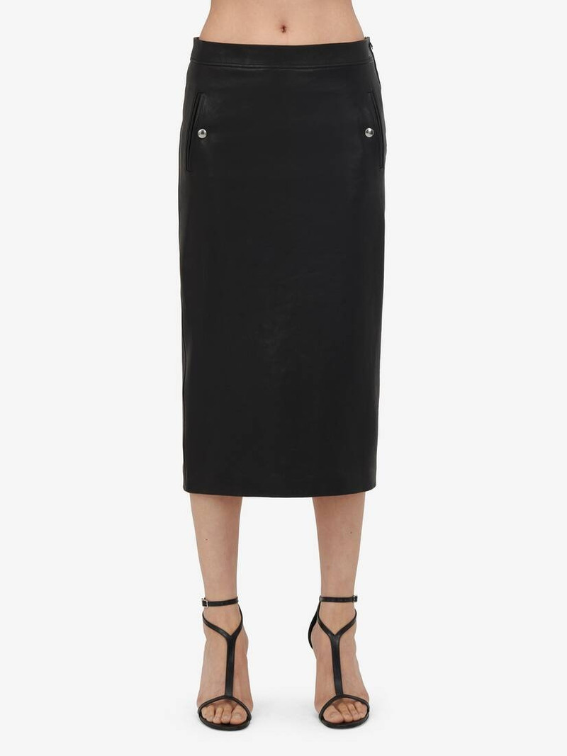 Women's Low-waisted Leather Skirt in Black 5