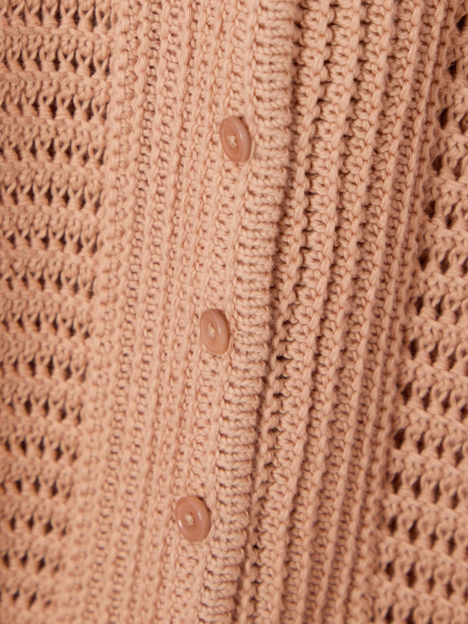 Ruffled crocheted cotton cardigan Peach - 5