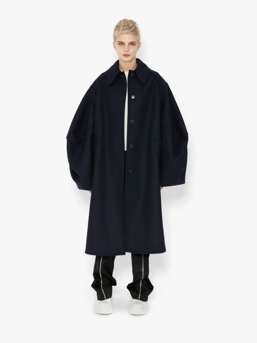 BALLOON SLEEVE WOOL COAT - 2