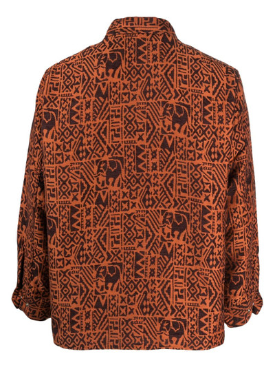 BEAMS PLUS batik-pattern jacquard shirt outlook