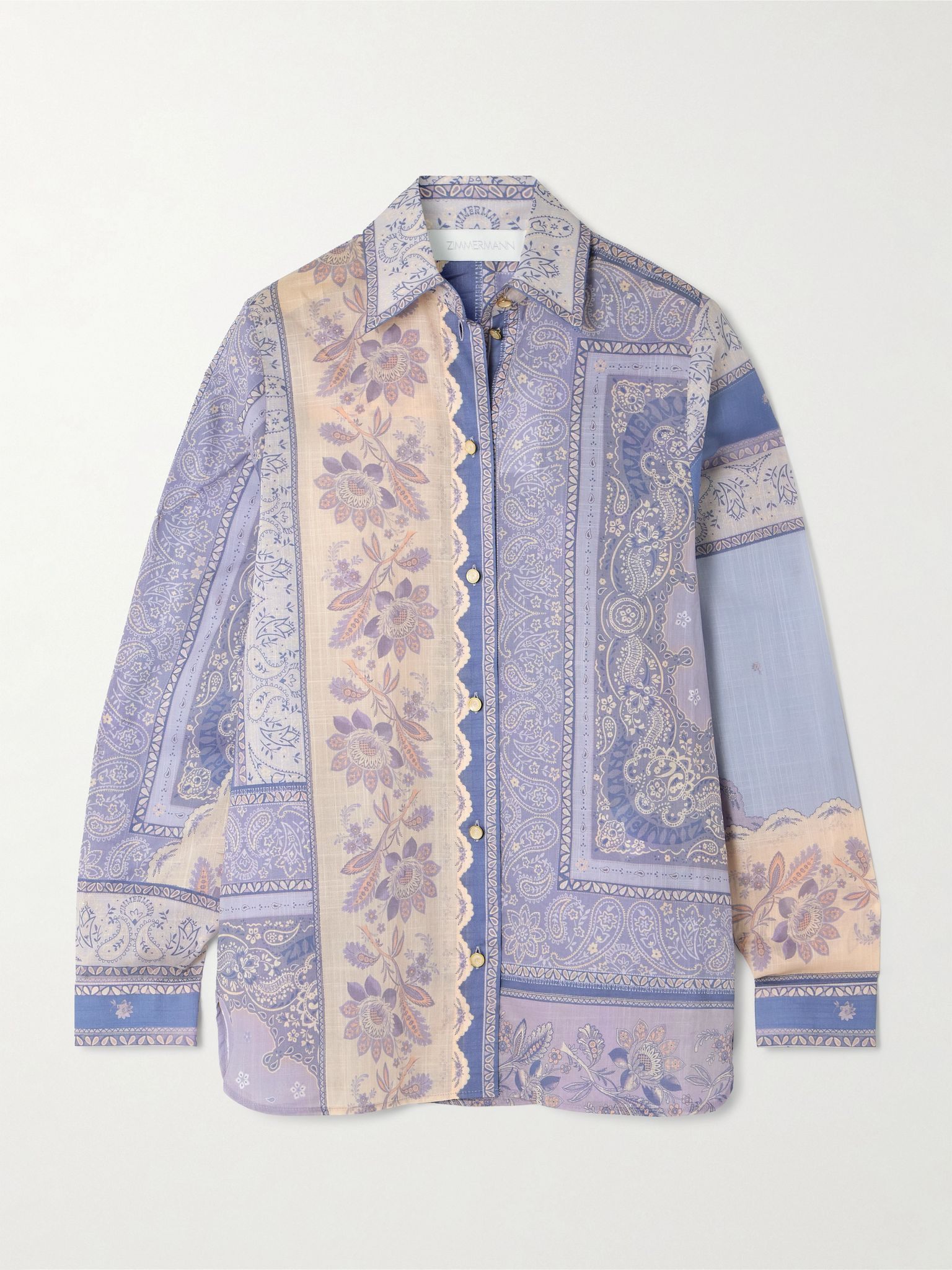 Lucky bandana-print cotton-voile shirt Purple - 1