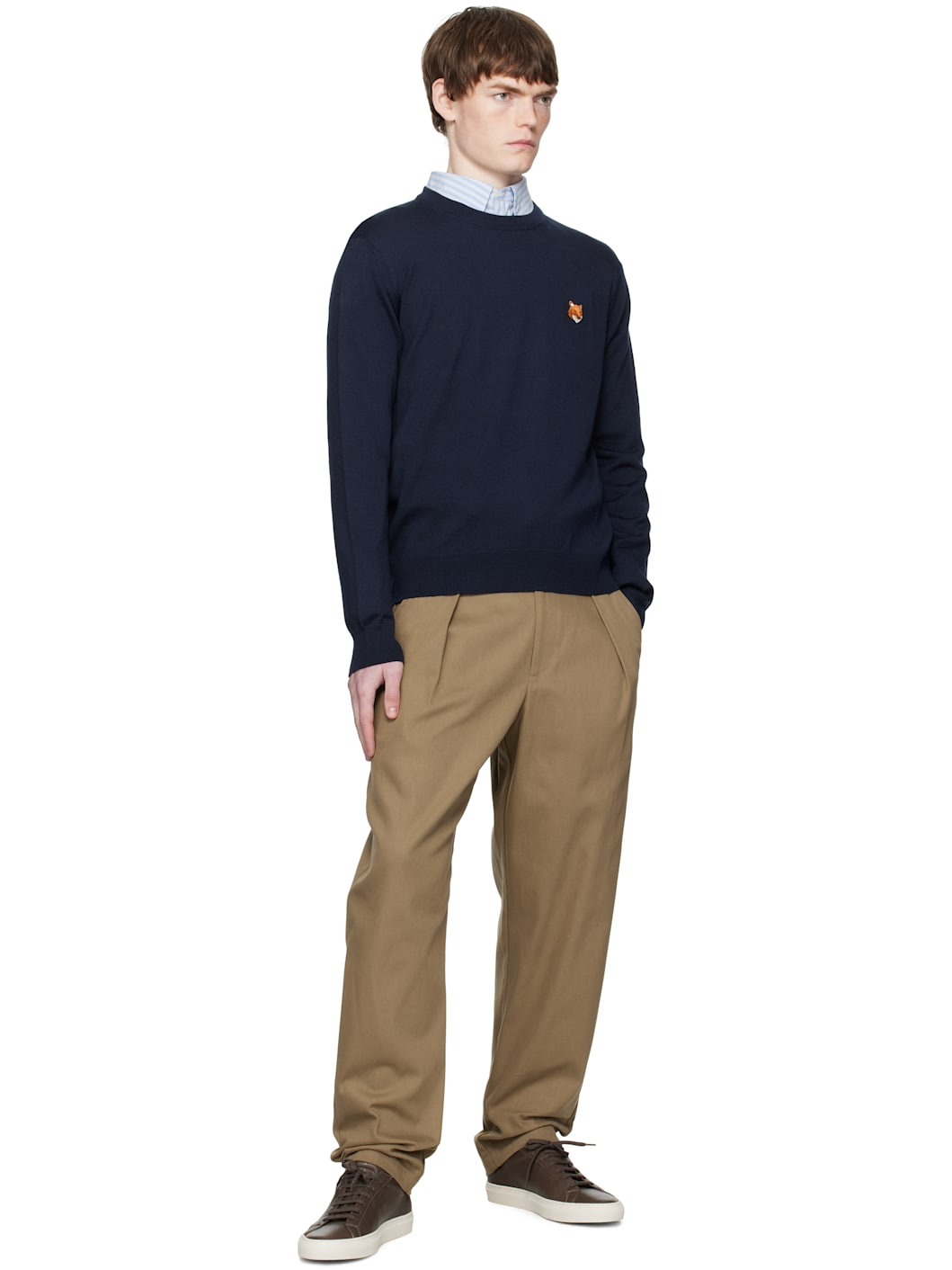Navy Bold Fox Head Patch Regular Sweater - 4
