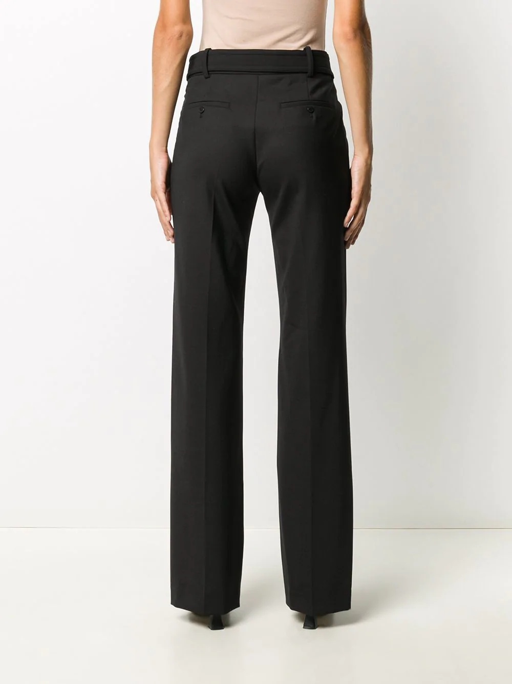 belted-waist flared trousers - 4