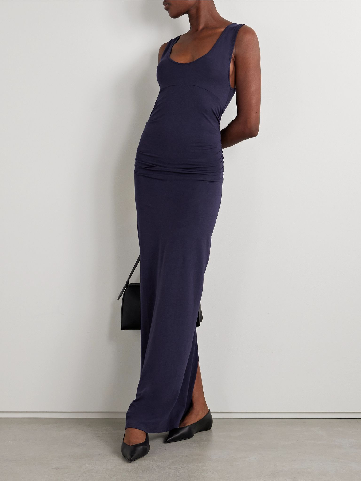 Ruched stretch-jersey maxi dress Blue - 2