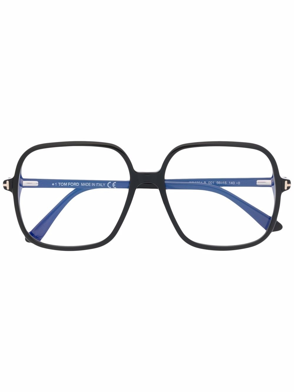 polished-effect oversize-frame glasses - 1