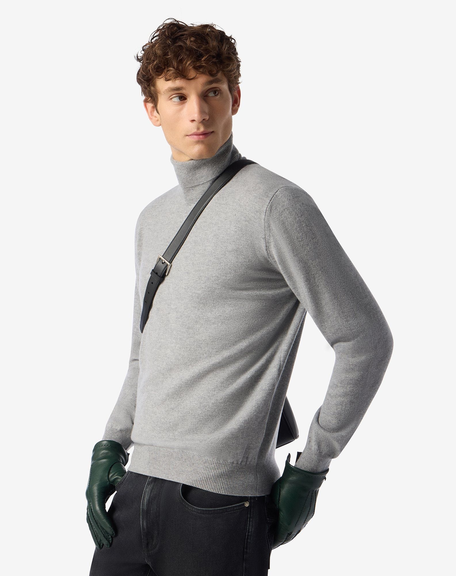 Grey mélange turtleneck in sublime cashmere - 2