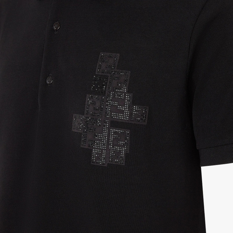 Black cotton polo shirt 3