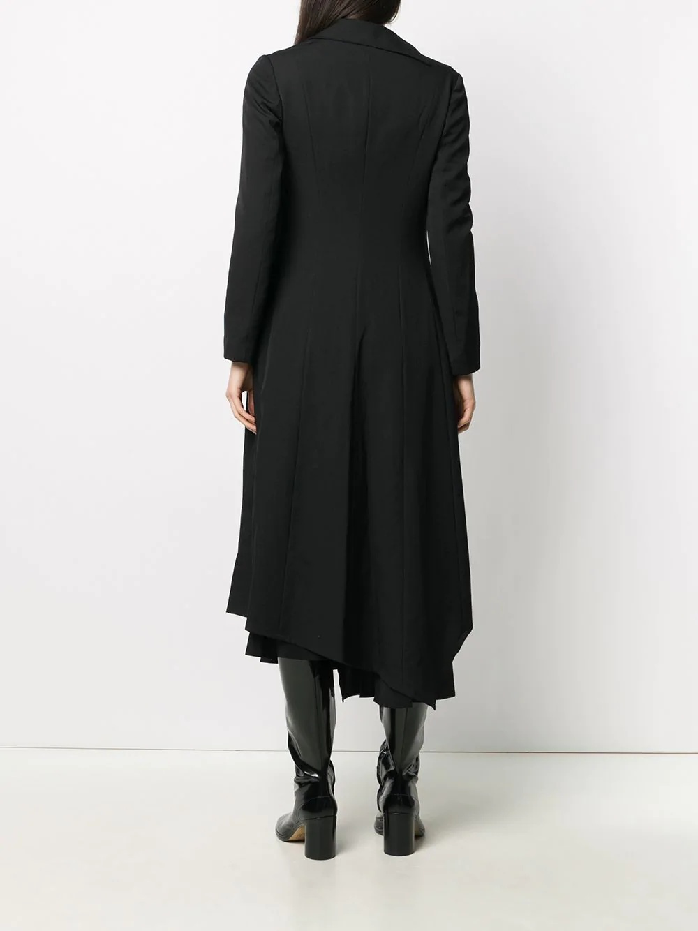 skull-button coat with draped detailing - 4