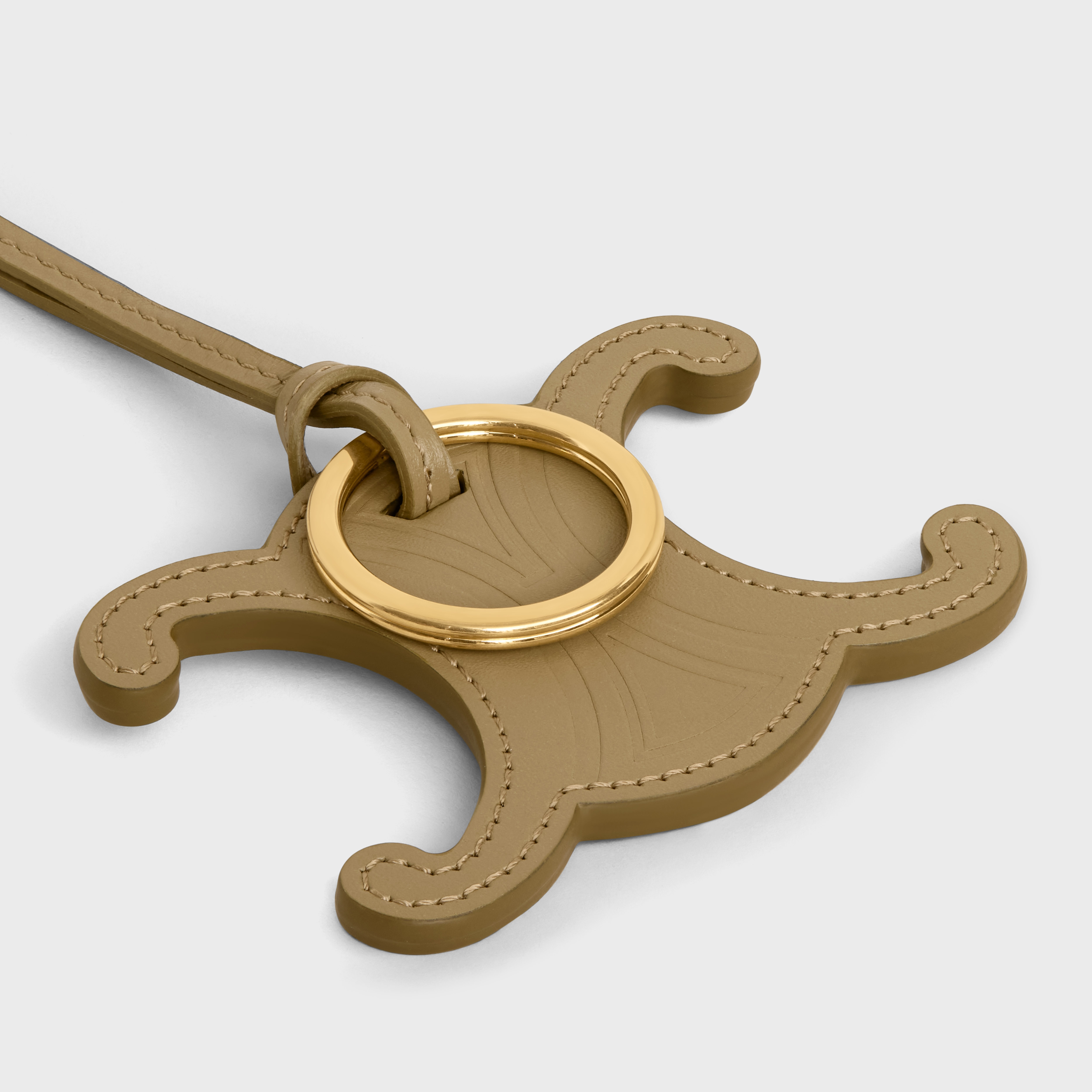 TRIOMPHE KEYRING CHARM in SMOOTH CALFSKIN with GOLD FINISHING - 3