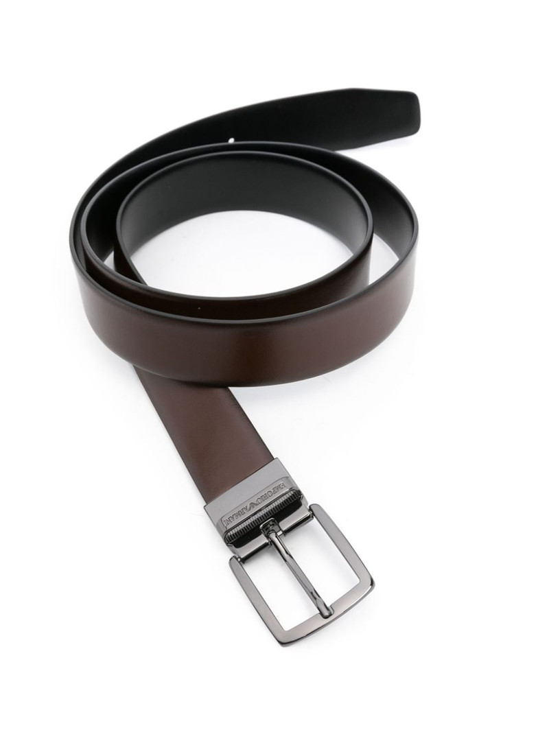 EMPORIO ARMANI burnished-finish leather belt outlook