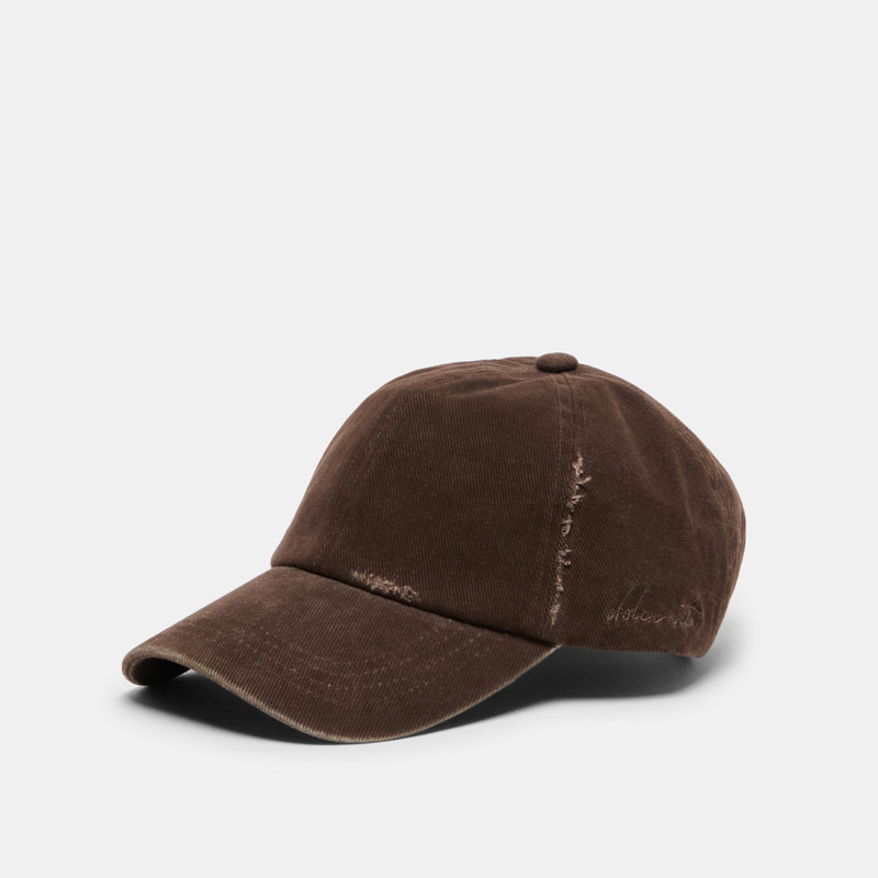 DISTRESSED BASEBALL CAP DARK BROWN 6