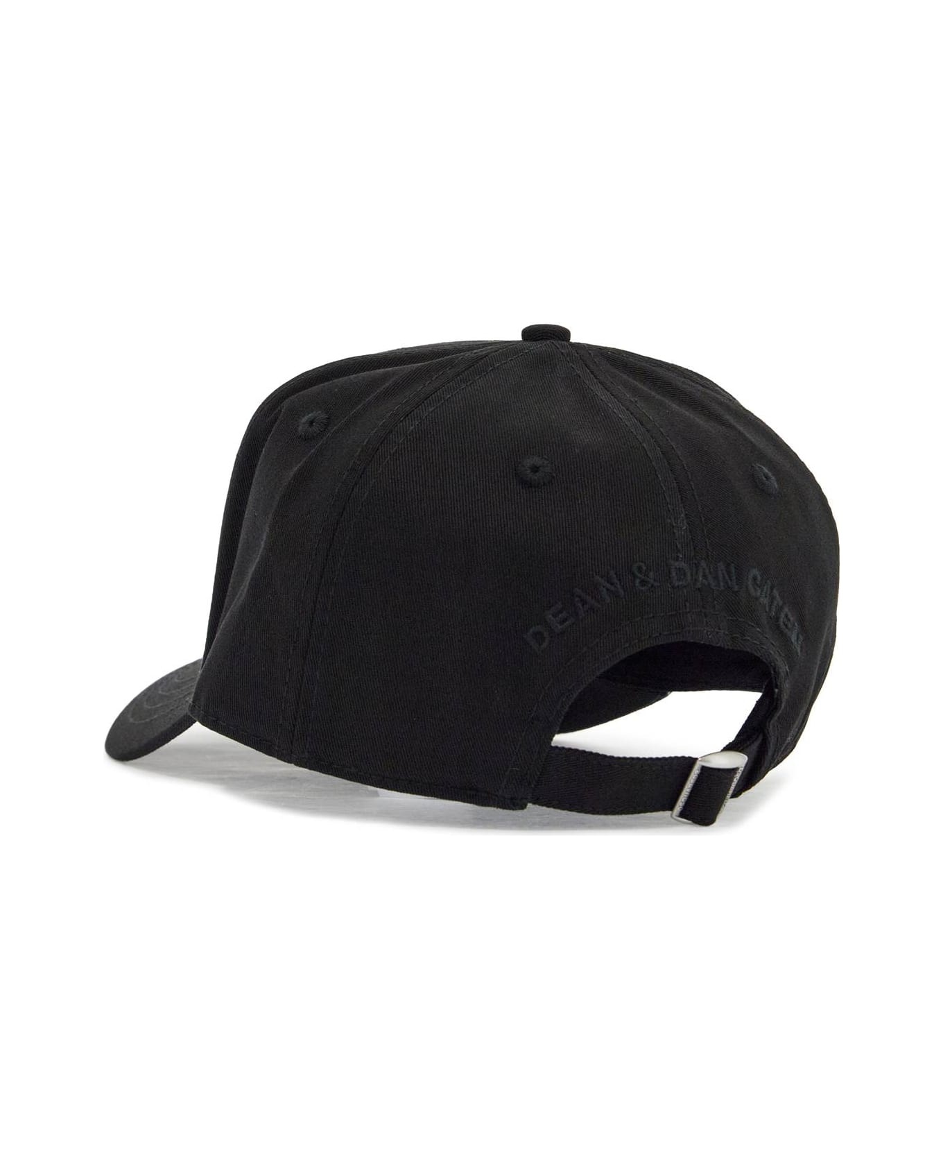 Black Cotton Baseball Cap - 2