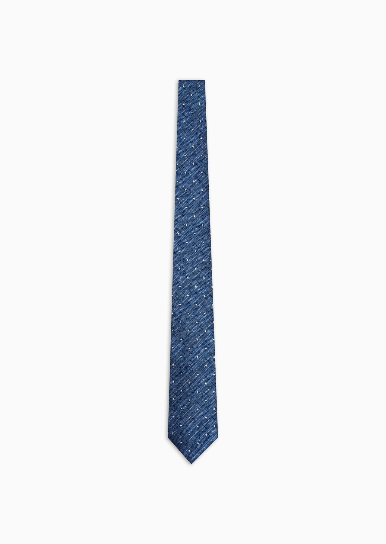 Pure silk tie with two-tone striped jacquard motif - 1