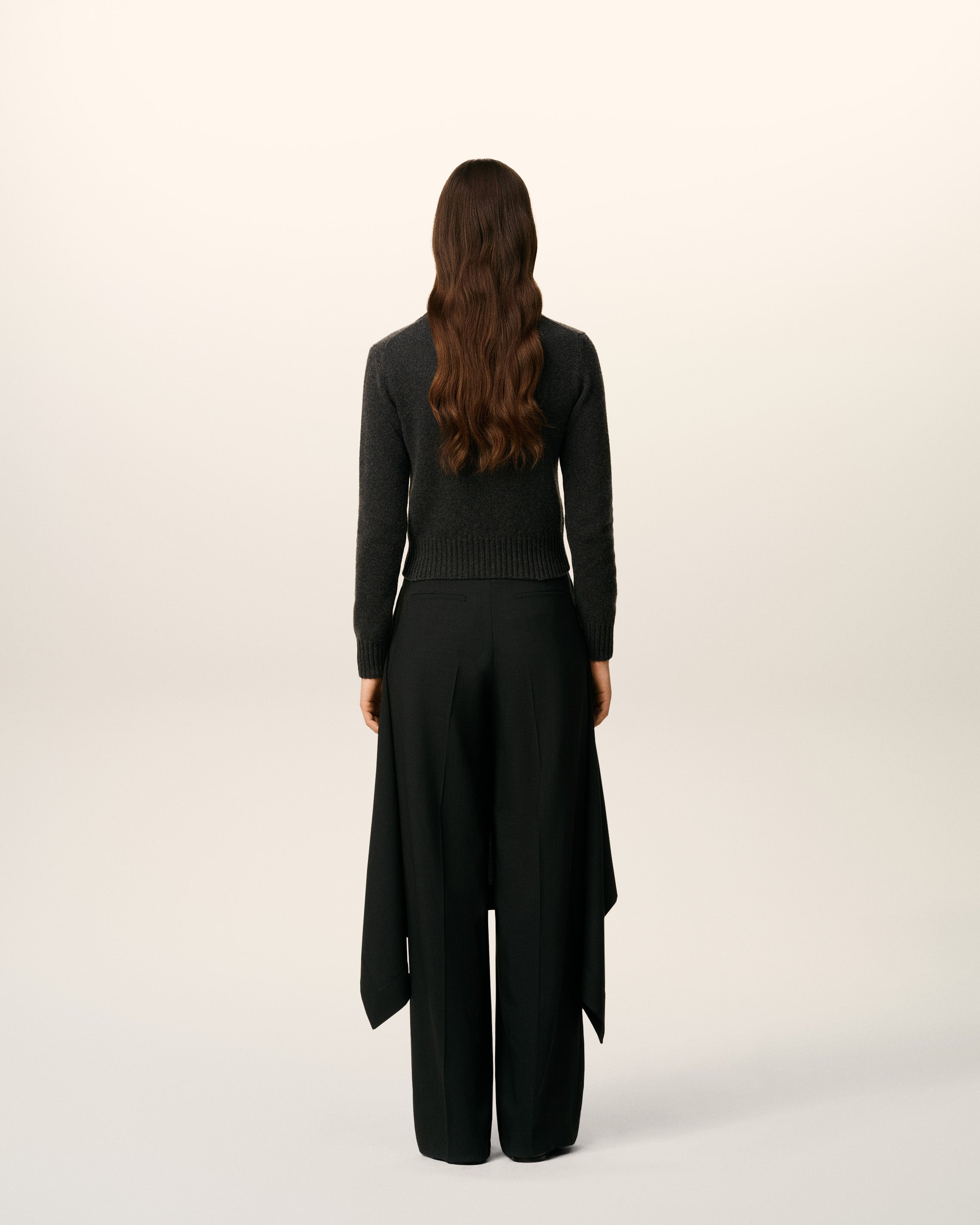 BLACK WOOL SKIRT TROUSERS - 4