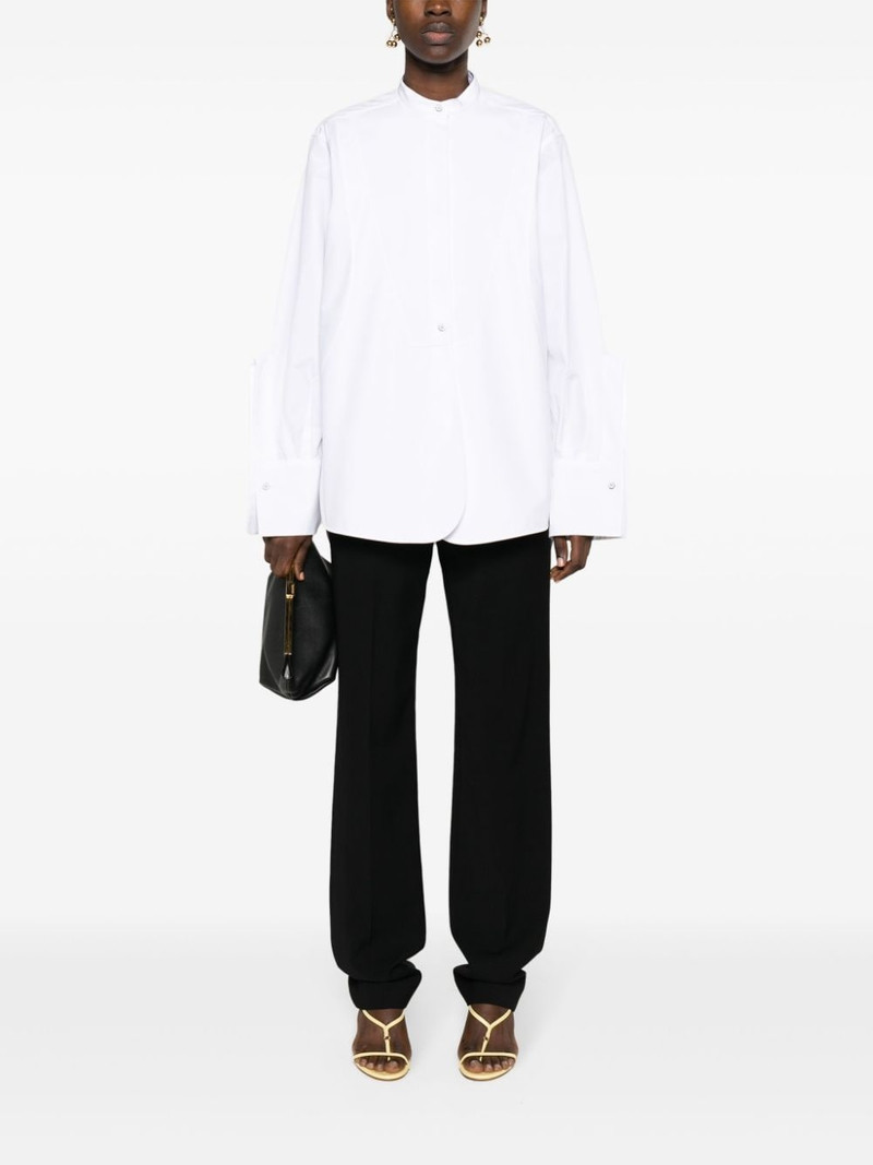 Jil Sander band-collar panelled cotton shirt outlook