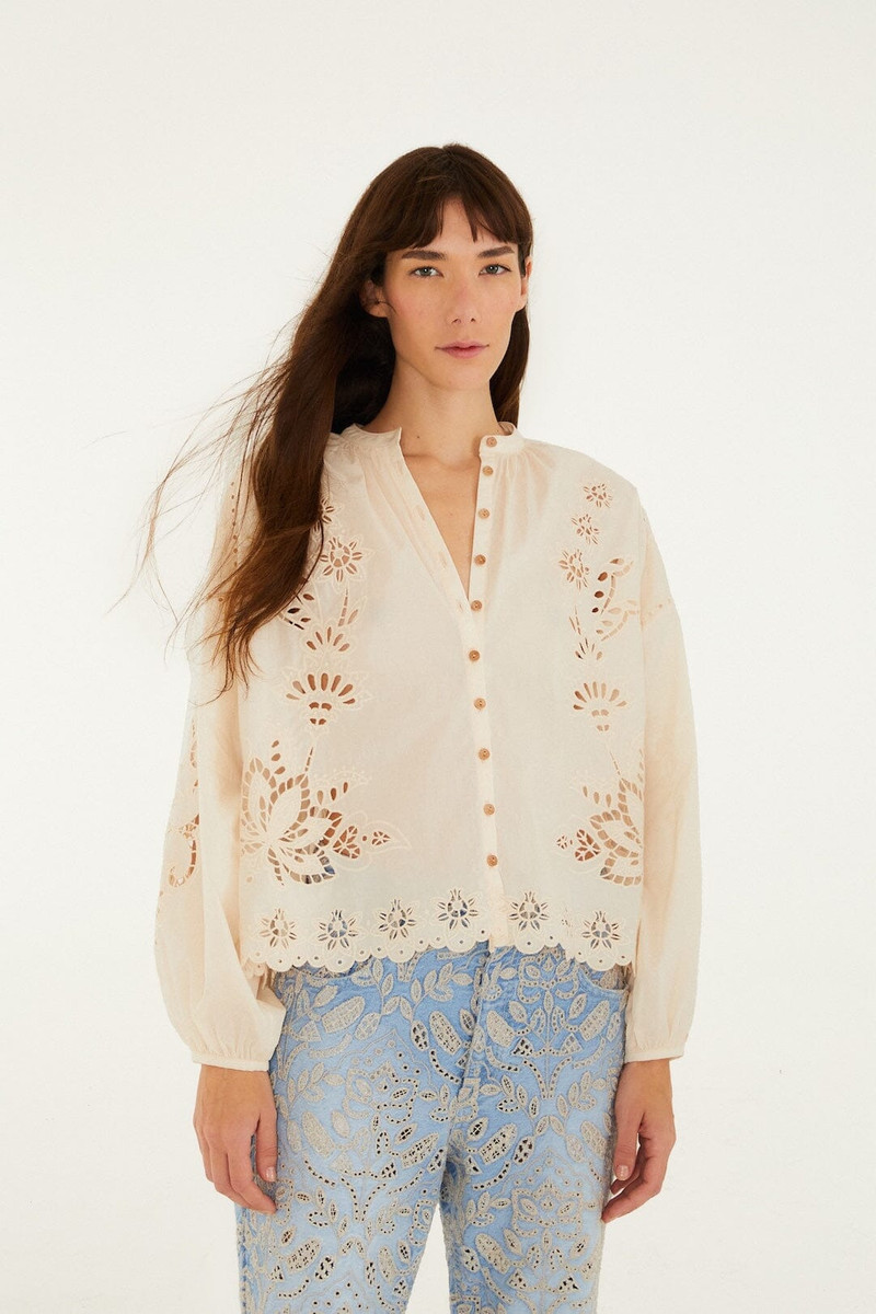 Soft Pink Artisanal Long Sleeve Blouse 1
