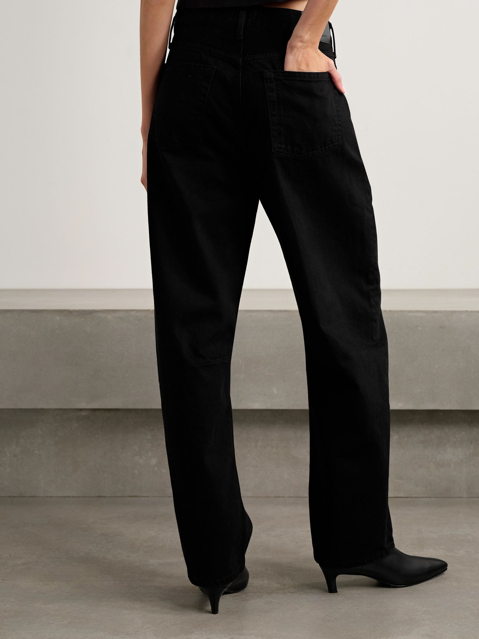 Miro Long mid-rise barrel-leg jeans Black - 4