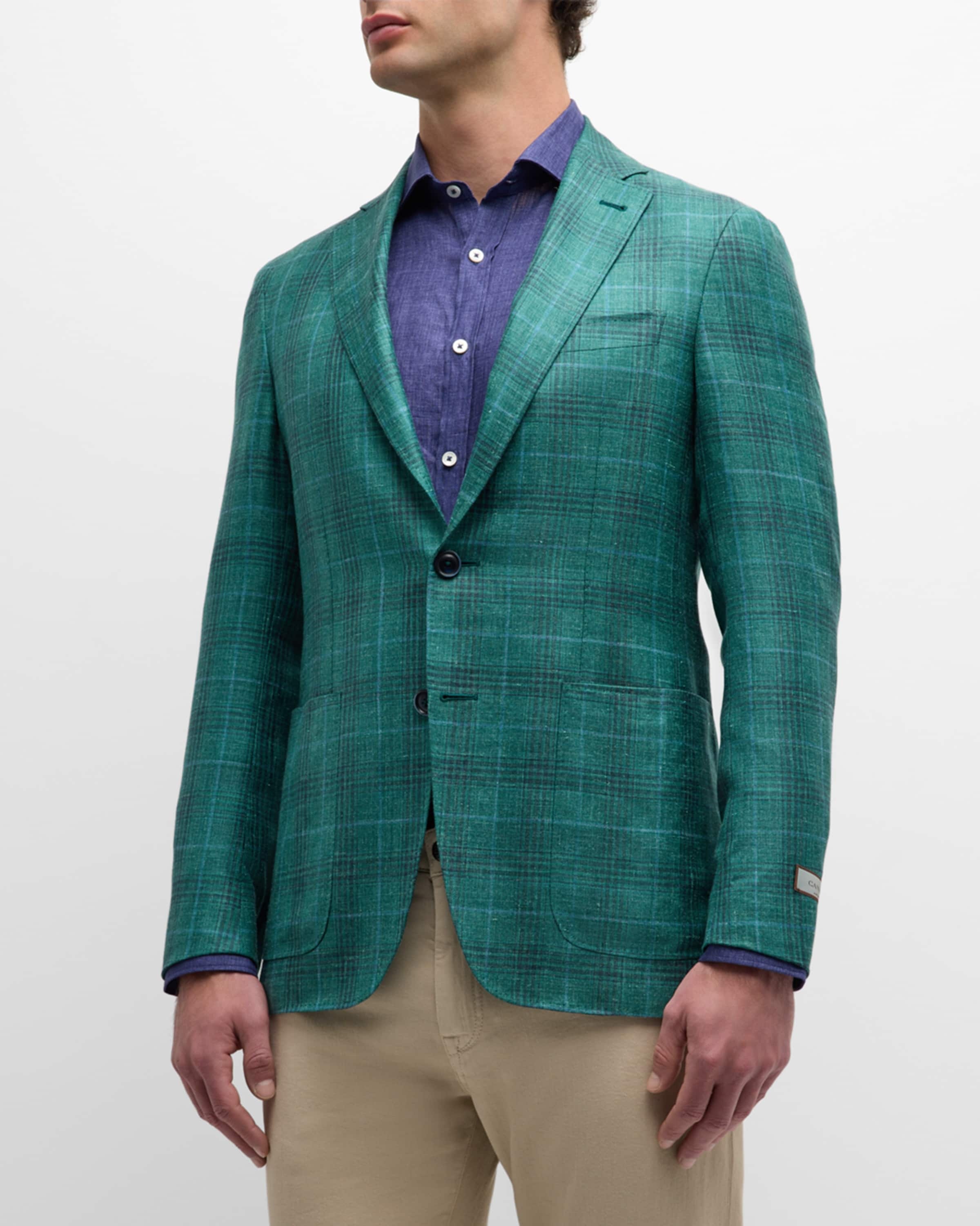 Men's Plaid Cashmere-Blend Sport Coat - 1