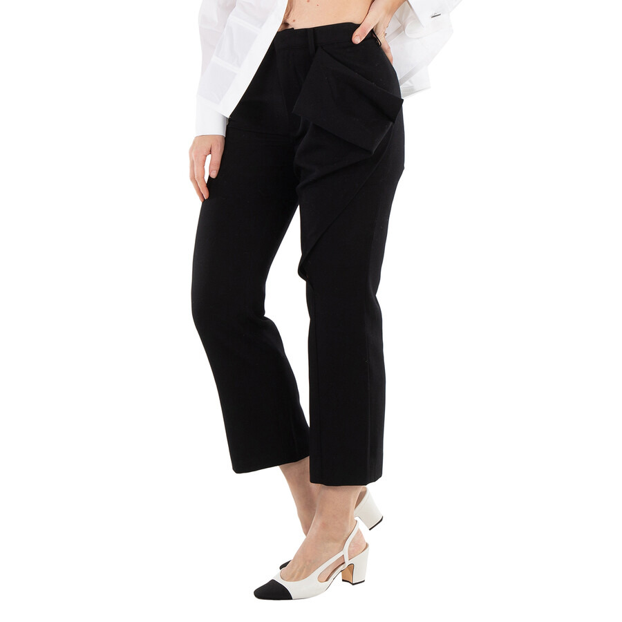 Yohji Yamamoto Ladies Black Left-Front Tucked Pants - 4